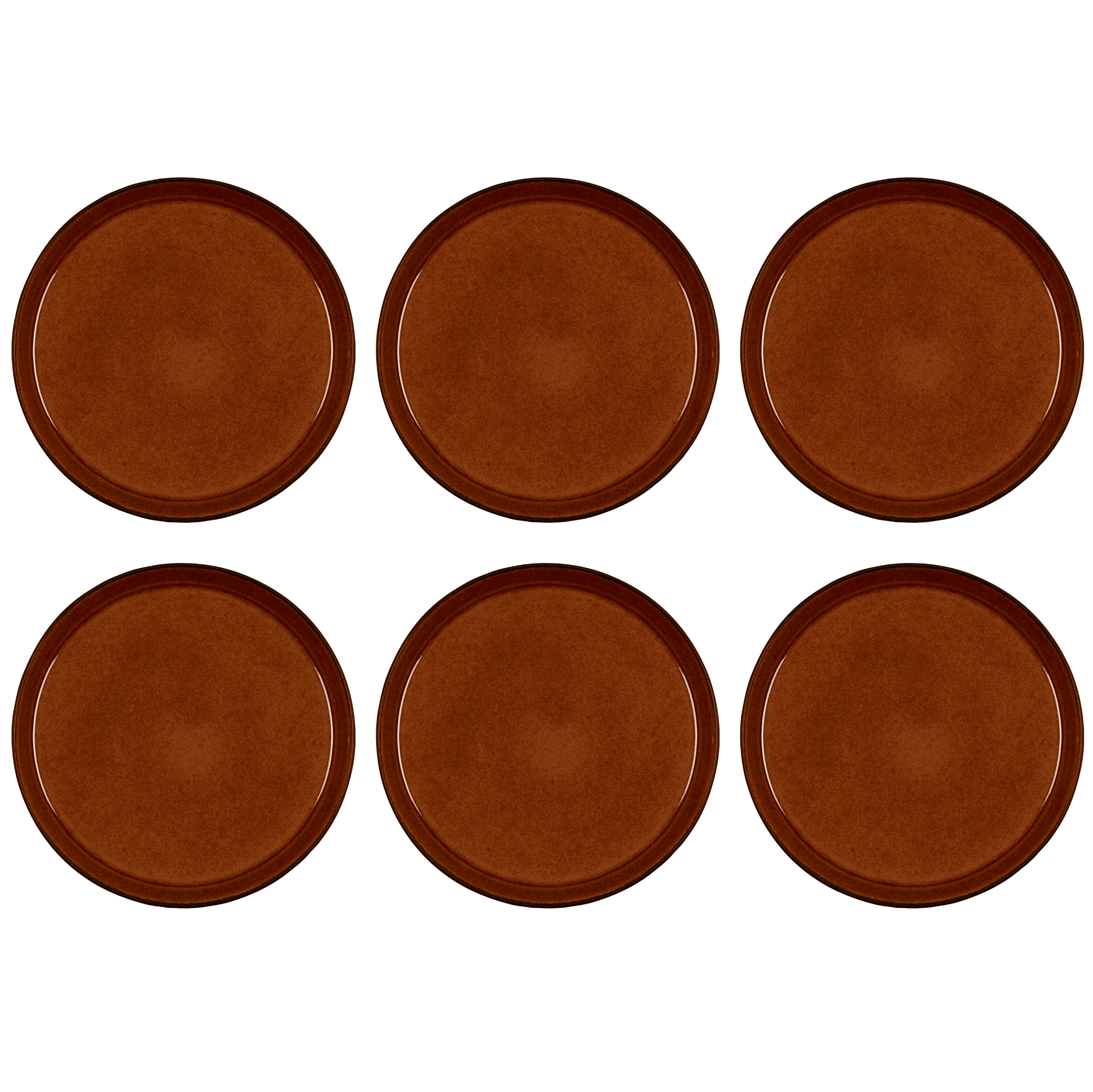 Bitz® Gastro - 6 stuks Aardewerk Dinerborden 27x2,5 cm - Bordenset Amber/Zwart 821400