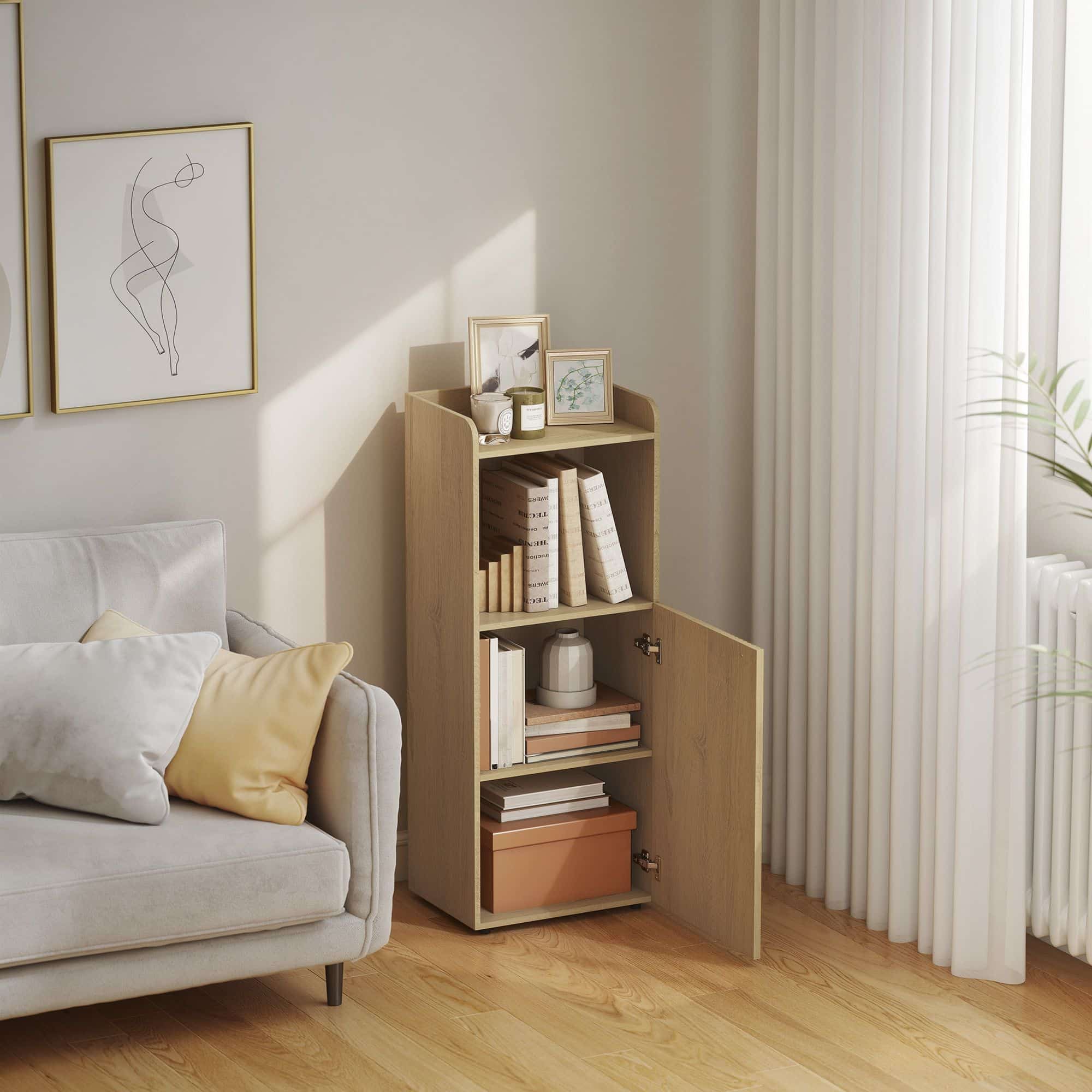 4goodz Badkamerkast Niskast met deur - open vak - verstelbare plank 4goodz Badkamerkast Niskast met deur - open vak - verstelbare plank