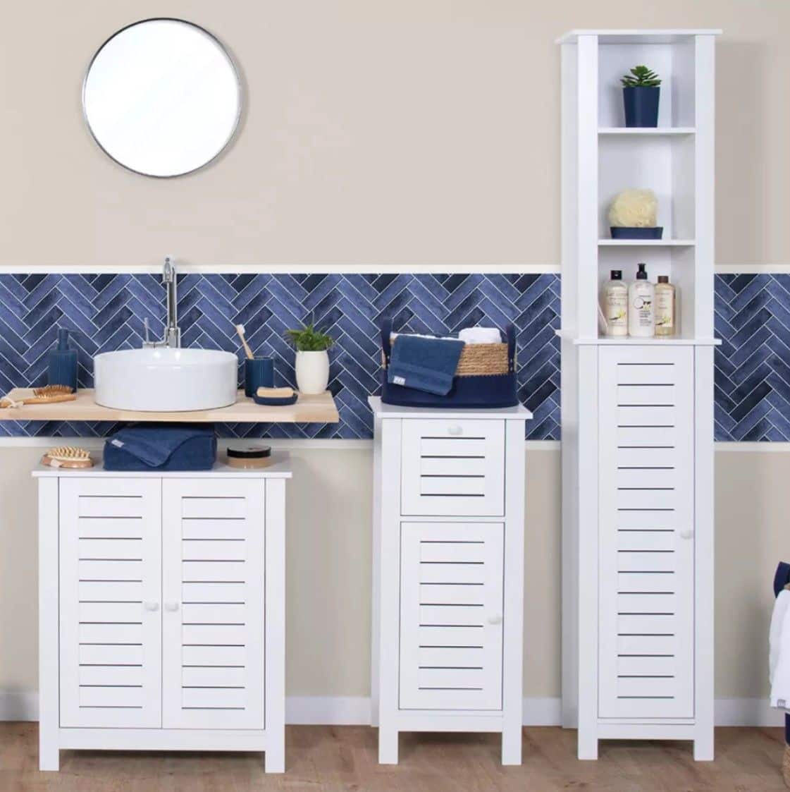 Badkamerkast Hoog Santorini met 1 deur en 6 planken - 173 cm - Wit