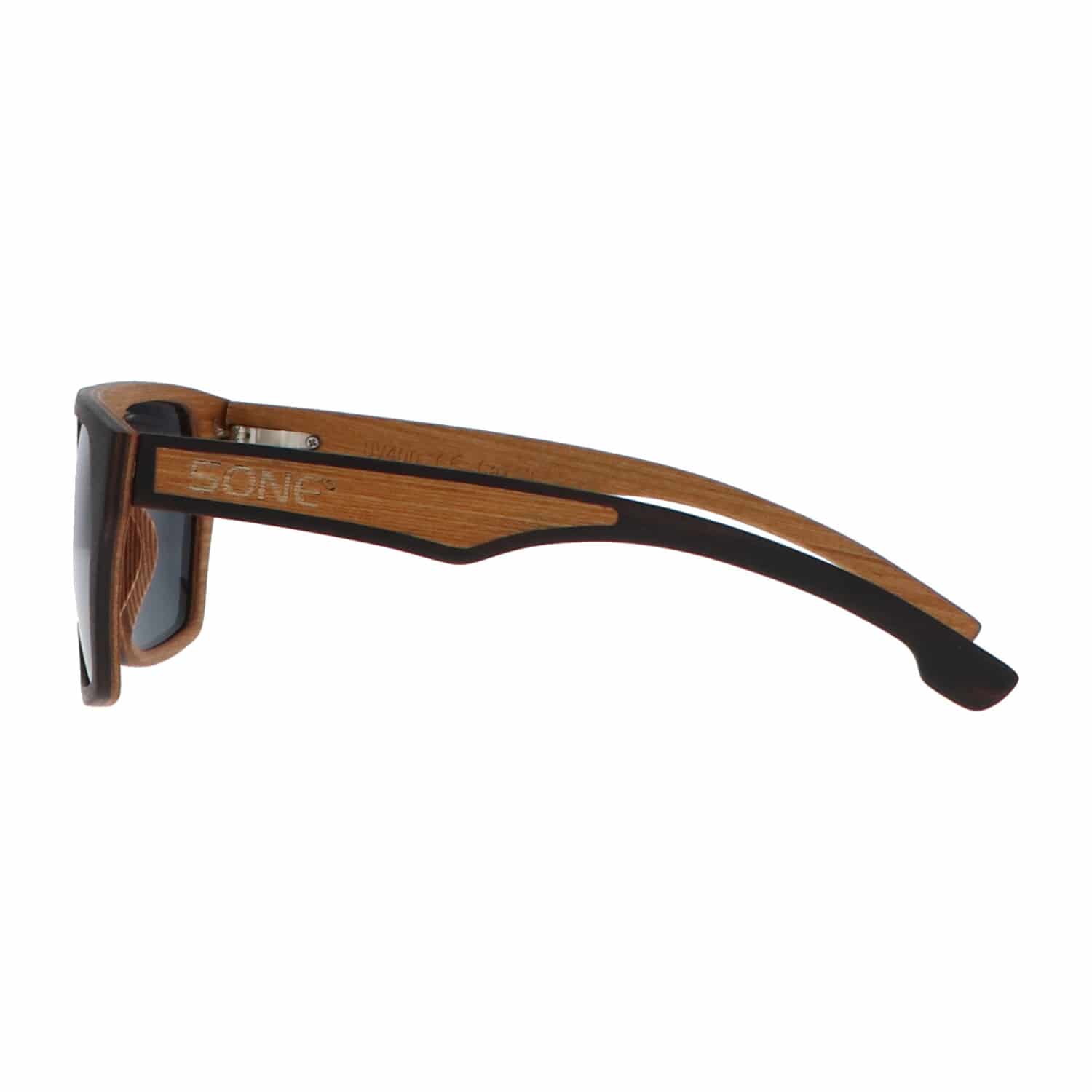 5one® Perugia Aviator 2.0 - Ebony/teak houten zonnebril - grijze lens