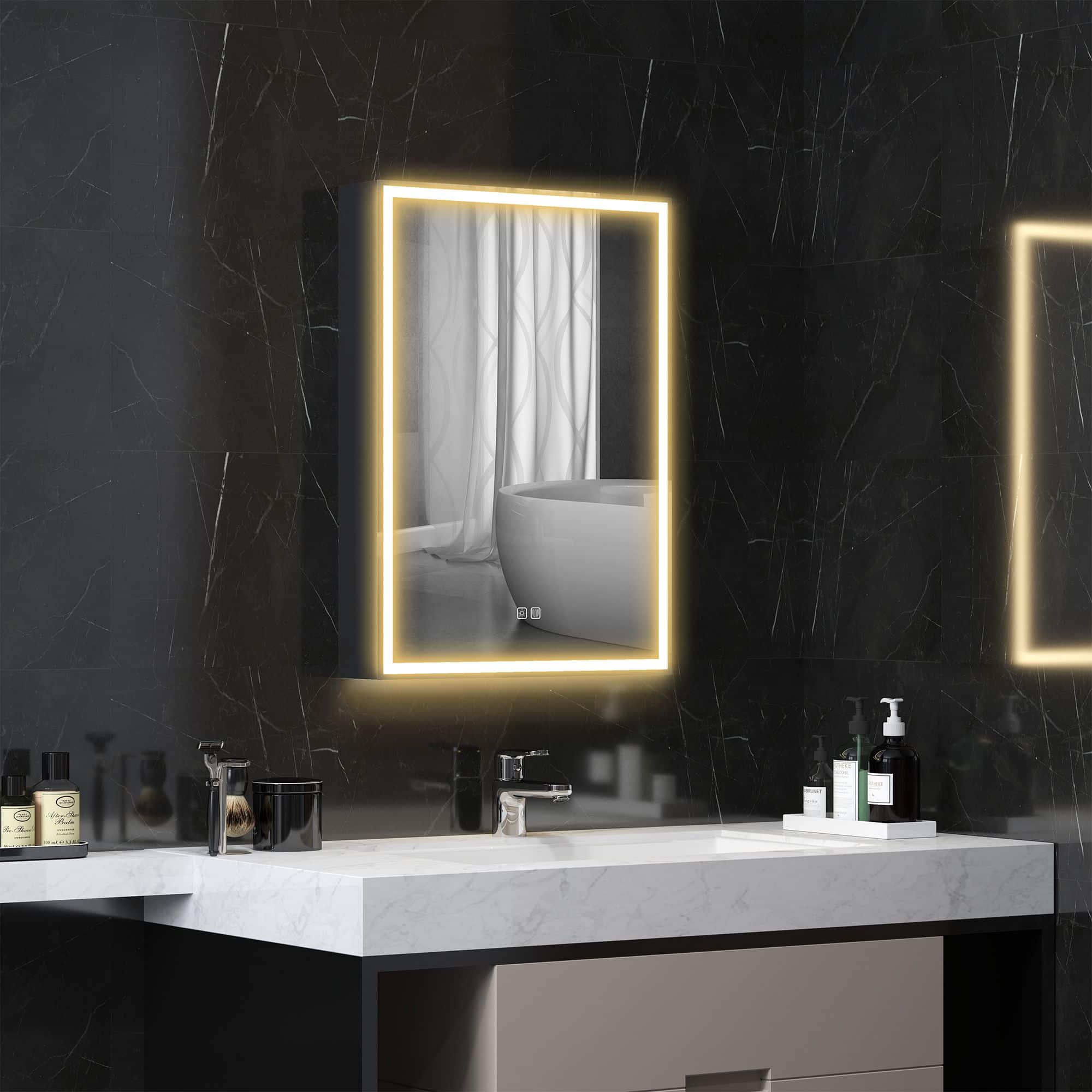 4goodz LED Spiegelkast Badkamer 50x70 cm Dimbaar Anti-condens Zwart