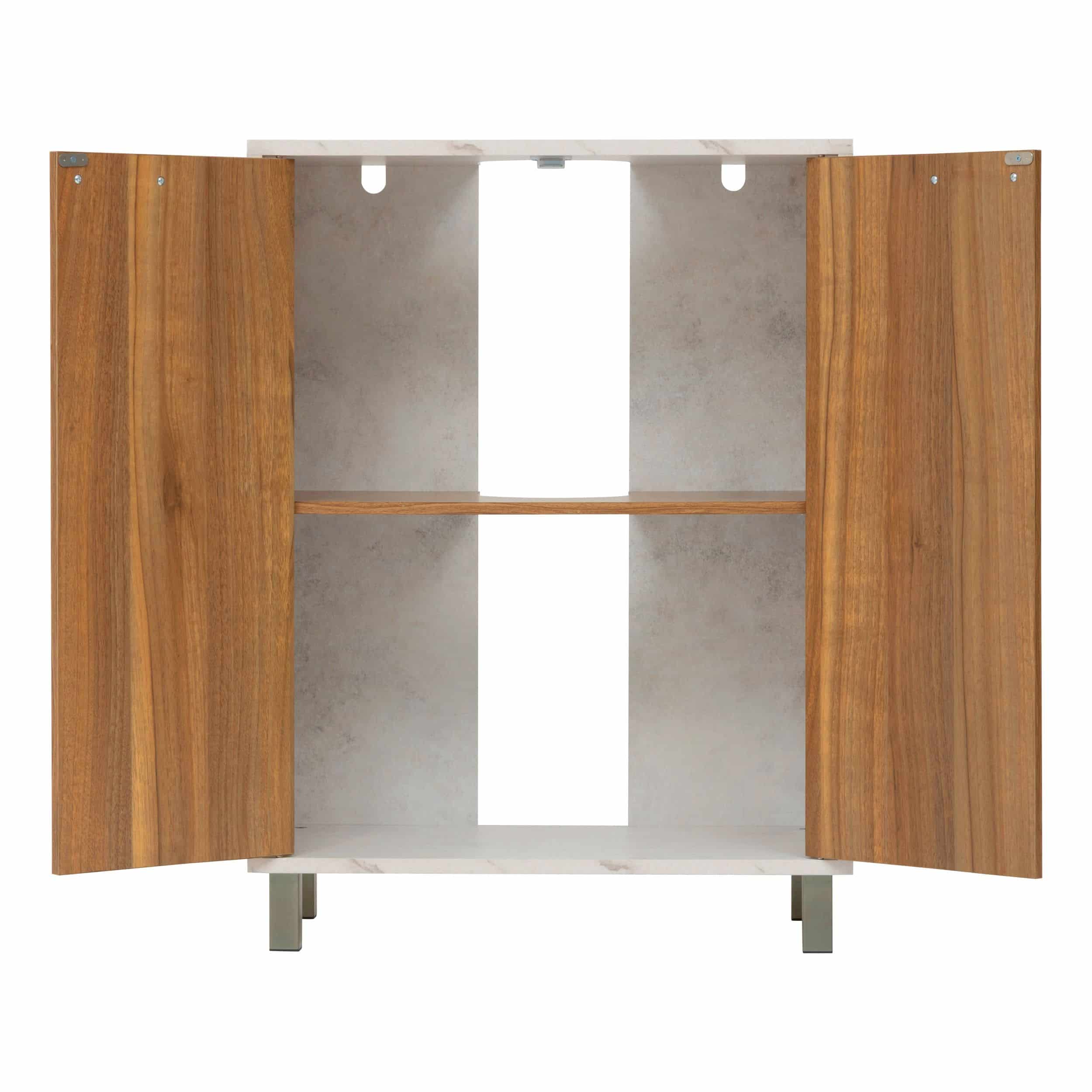 4bathroomz Wastafel Onderkast met Uitsparing Lugano - marmer/houtlook