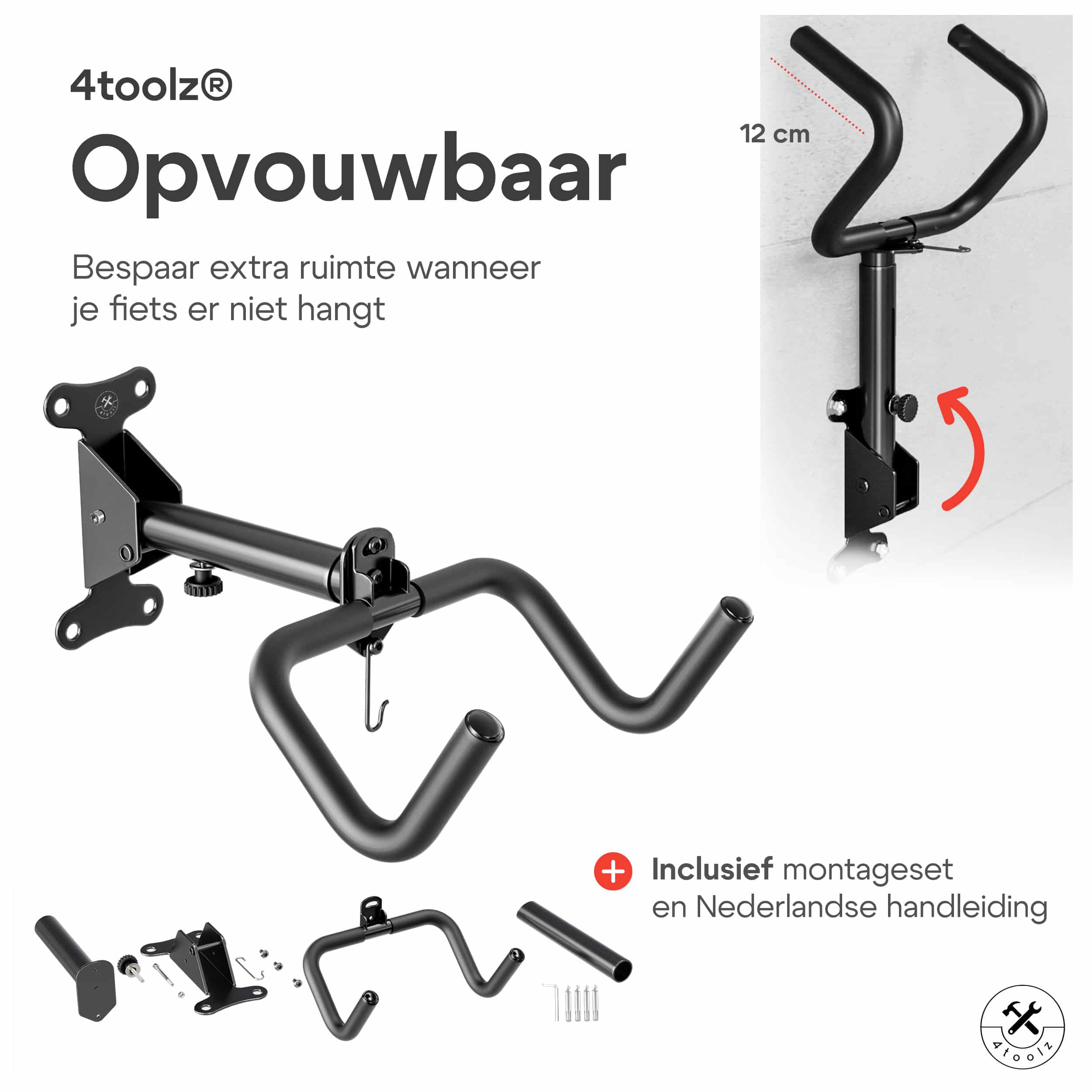 4toolz® Fiets Ophangbeugel Opklapbaar - Wandbeugel voor fiets