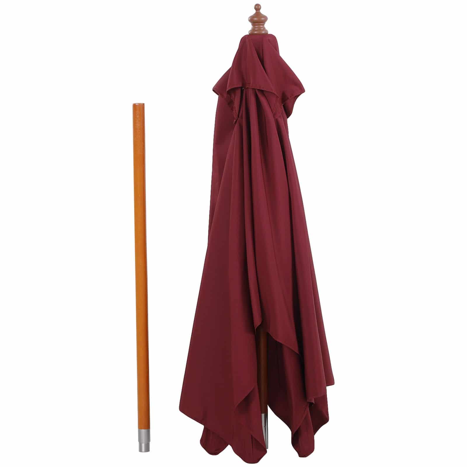 4goodz 3-Delig Kantelbare Parasol Hout Rechthoekig 200x150x230 cm - Wijnrood