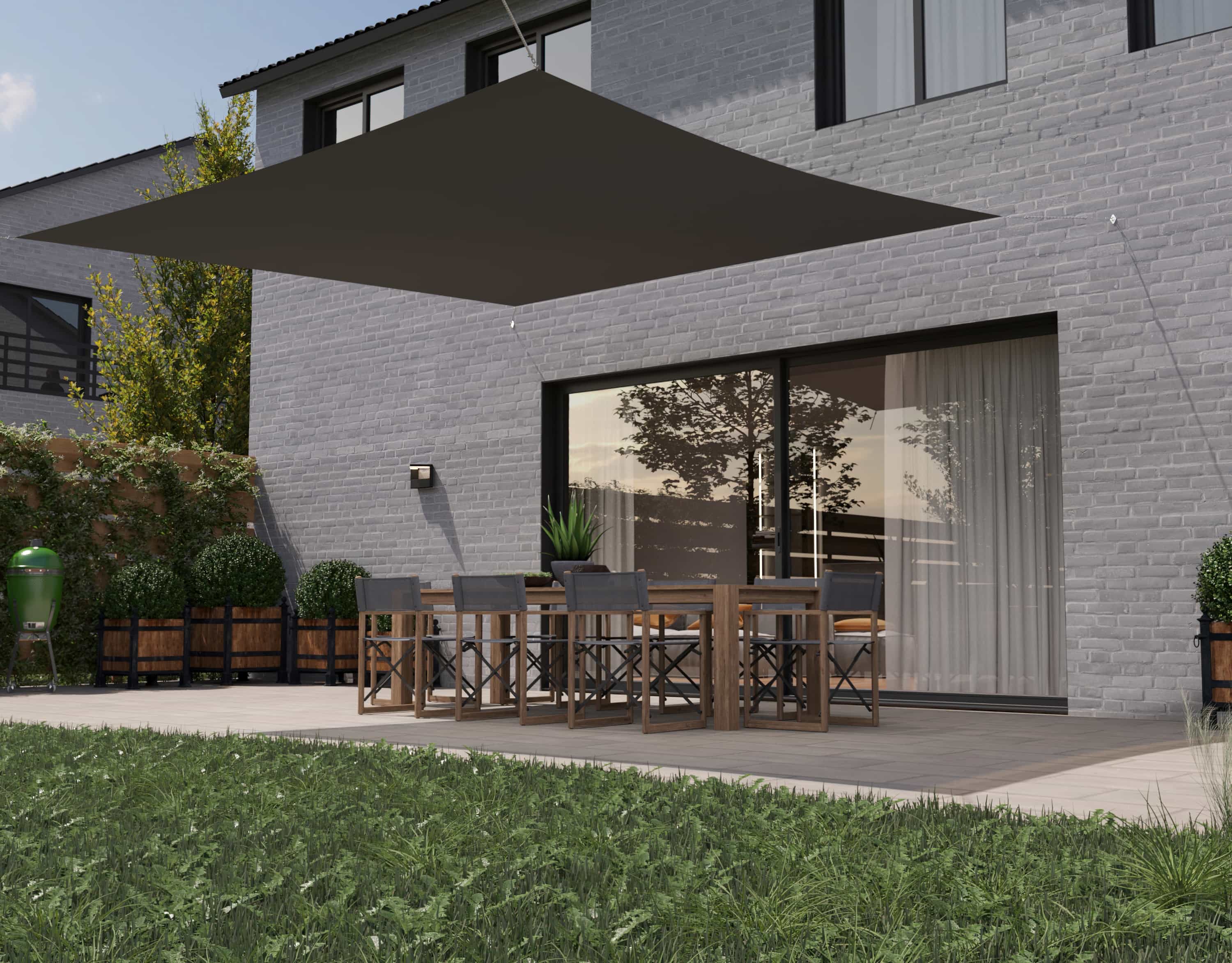 hanSe® Schaduwdoek Vierkant Waterdoorlatend 3x3 m Zonnedoek Grijs