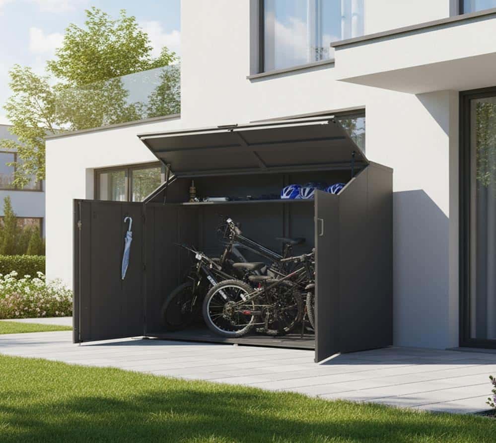 Westmann Linea - Fietsenberging voor 4 fietsen - Afsluitbaar Metaal - Antraciet