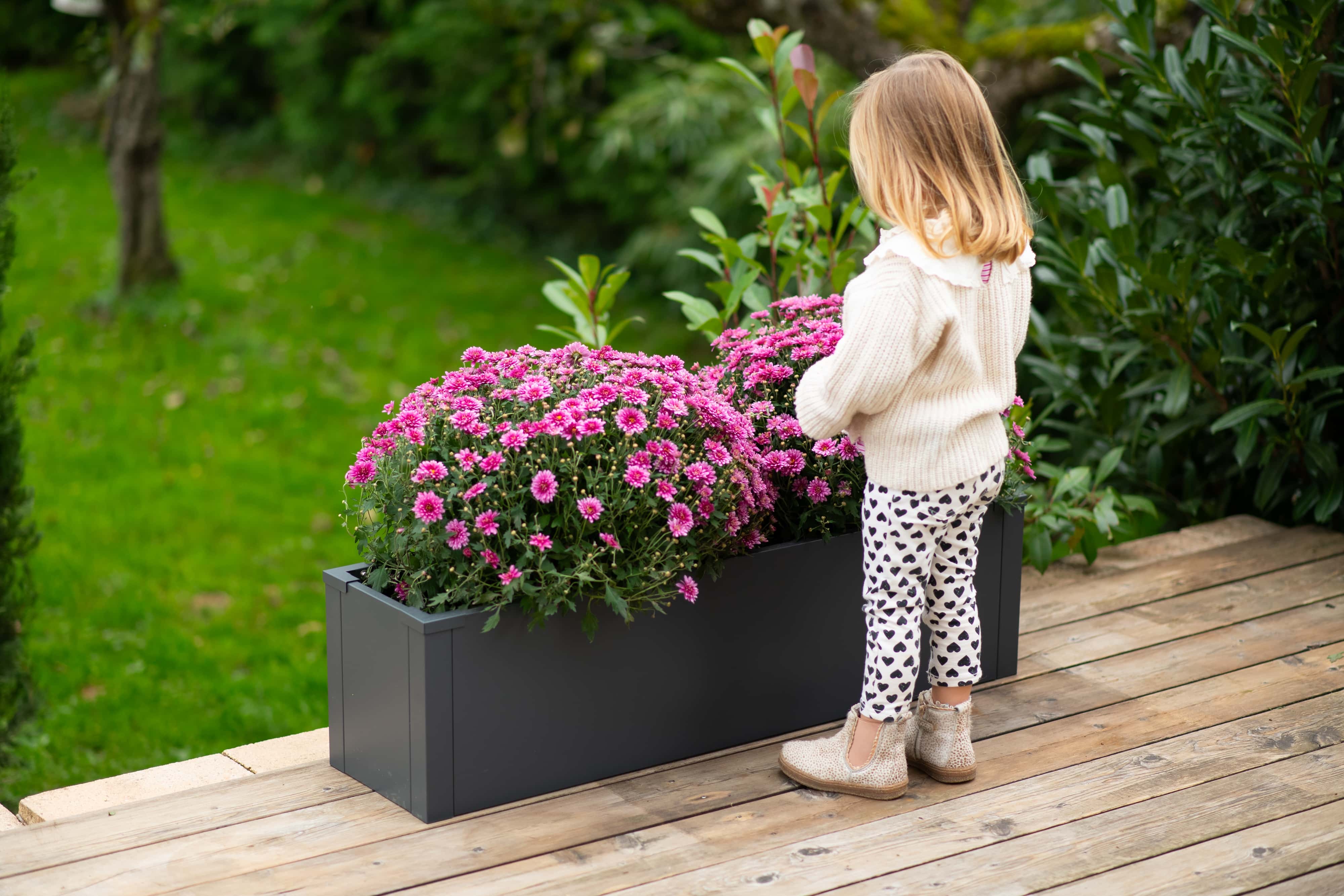 Westmann Talus M - Metalen Plantenbak met bodem 100x25x27 cm - Antraciet
