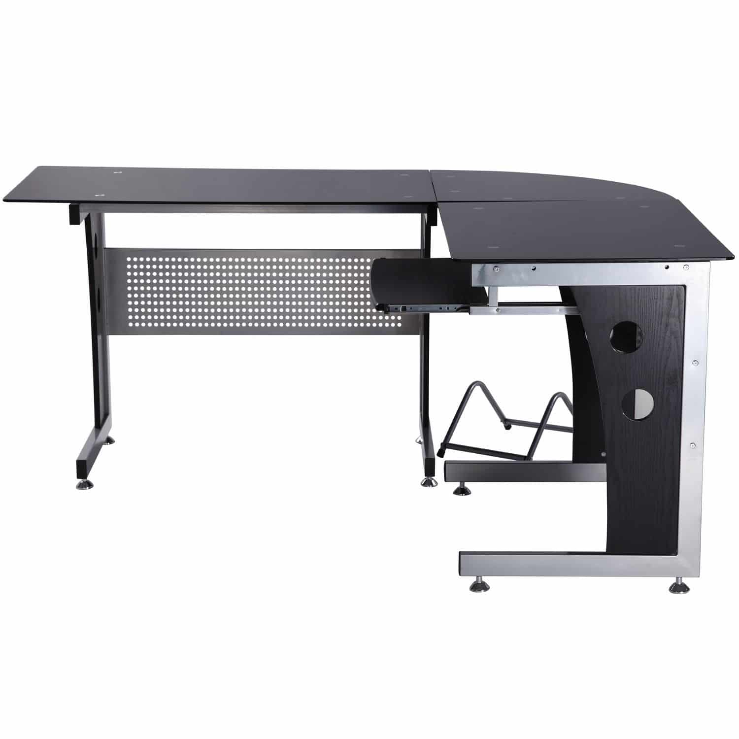 Hoekbureau - PC-tafel L-vormig met Veiligheidsglas - 164x139x75 cm