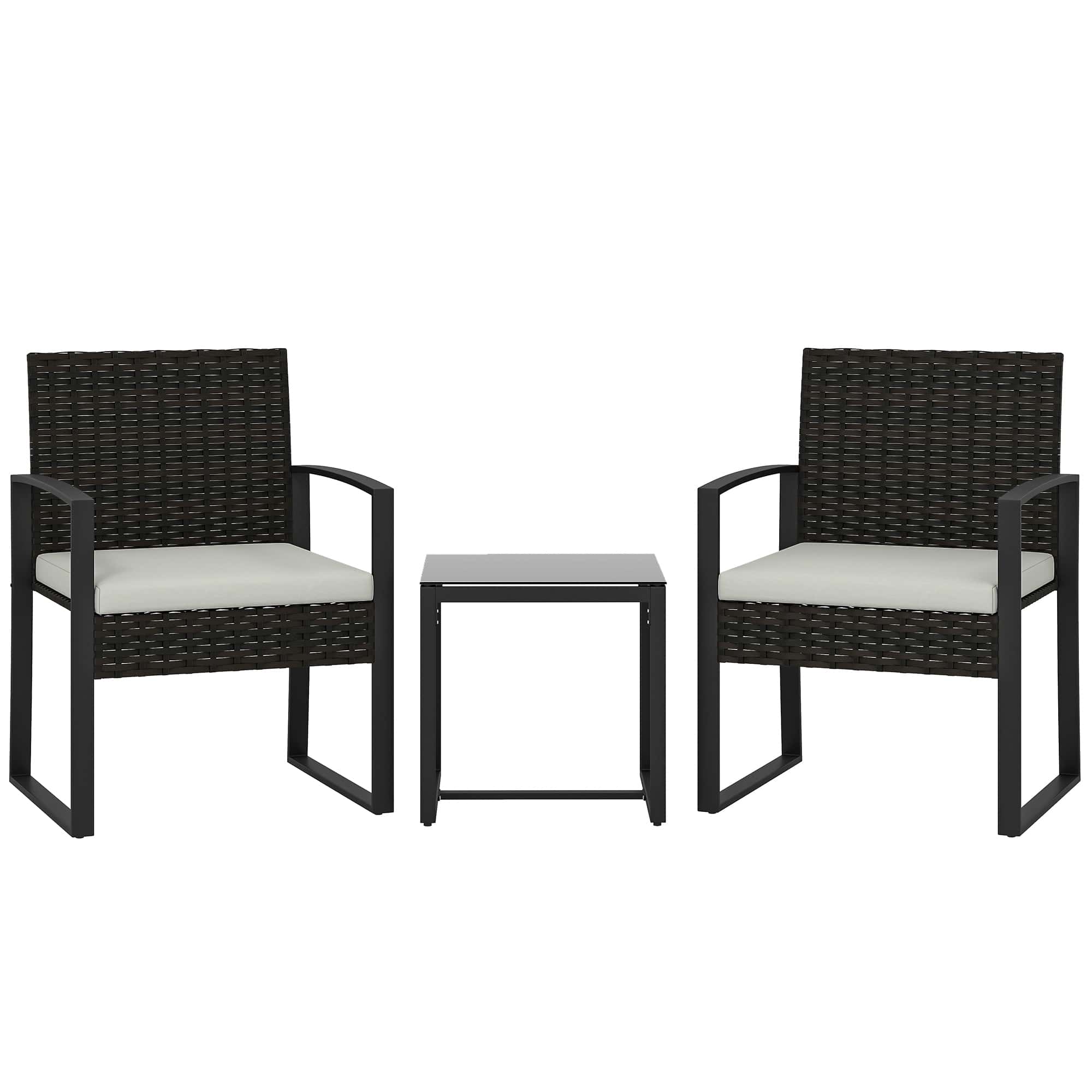 4goodz Rotan Tuinset 3-delig - afneembare zitkussen en tafel - Zwart/Creme