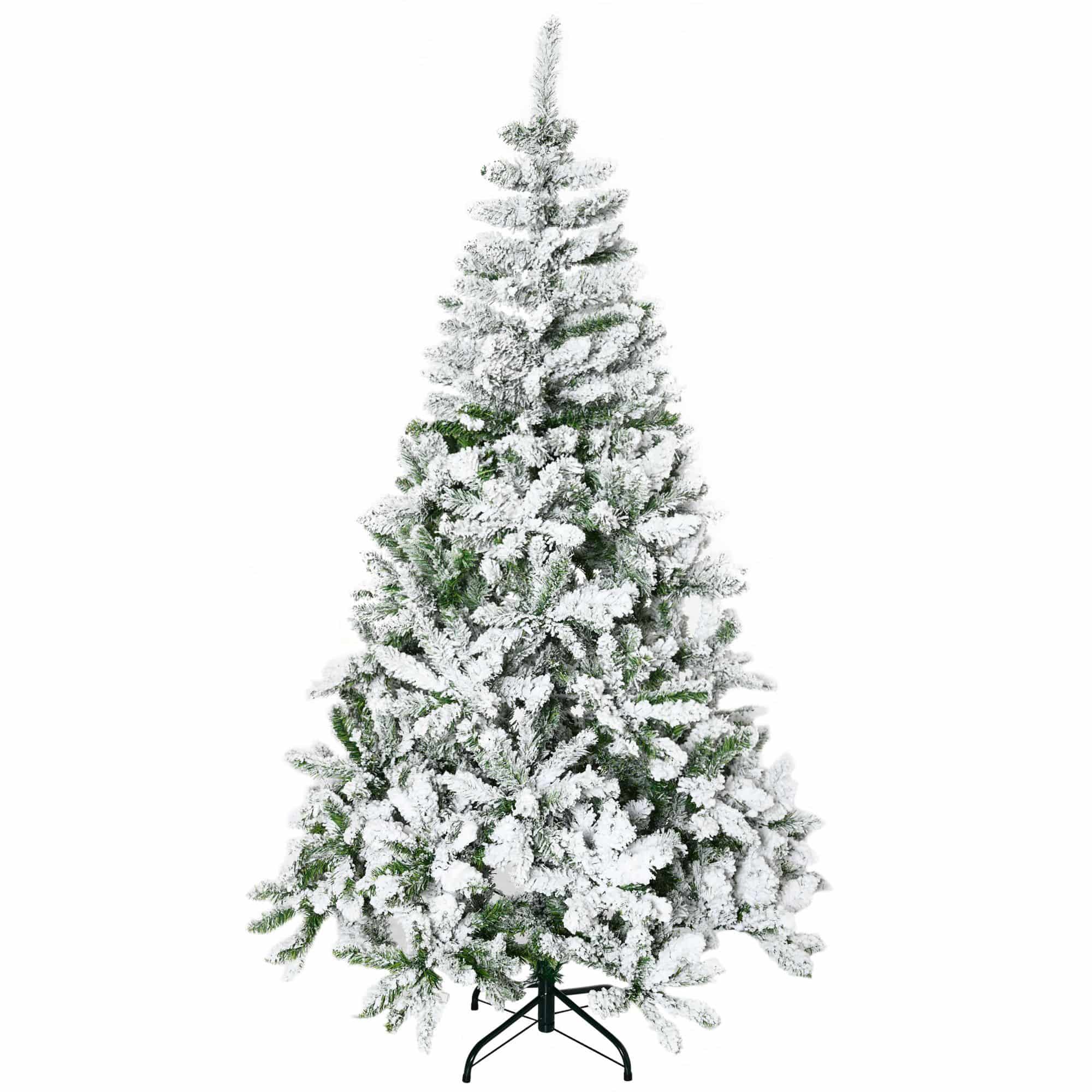 Homcom Kunstkerstboom met Sneeuweffect Scharnierconstructie Ø105 x 180H cm - Groen/Wit