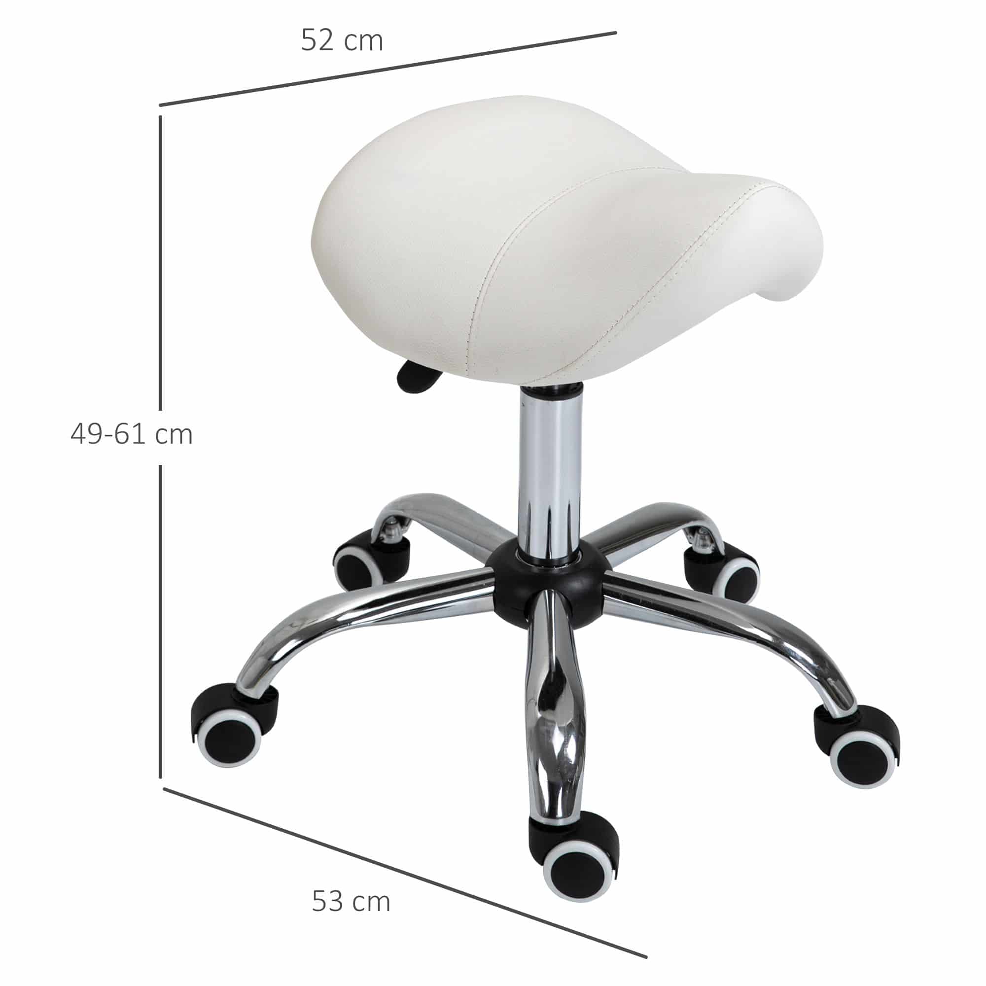Ergonomische Zadelkruk Kunstleer Amazonekruk in Hoogte Verstelbaar 49-61 cm - Wit