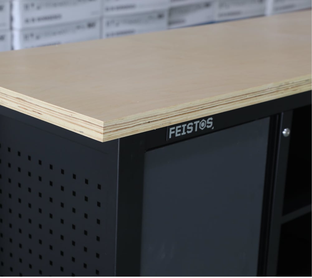 Feistos Werkbank Heros 1 inclusief geperforeerde wand 169x60x87cm - Antraciet/zwart