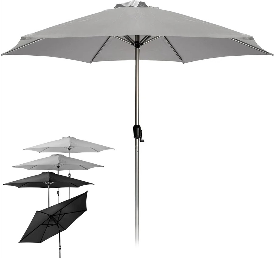 Parasol Rond 270 cm doorsnede met opdraaimechanisme - Grijs
