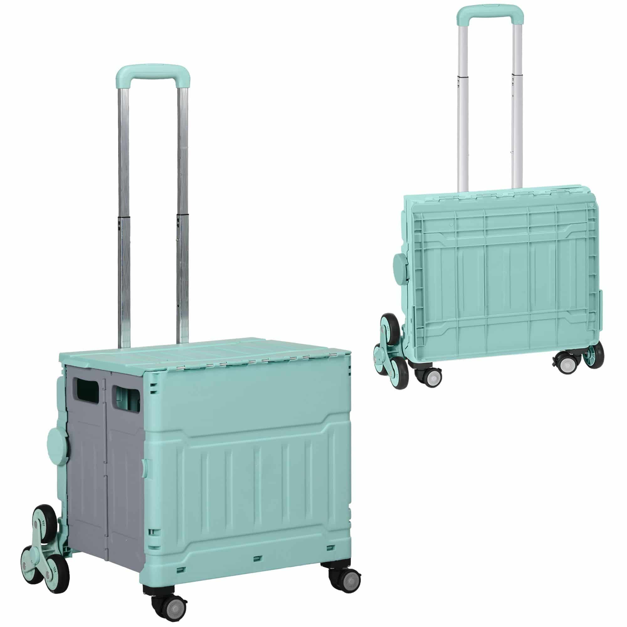 4goodz Winkelwagen Vouwkrat Trapklimmer Opvouwbaar max. 65 Kg Belastbaar - Mintgroen