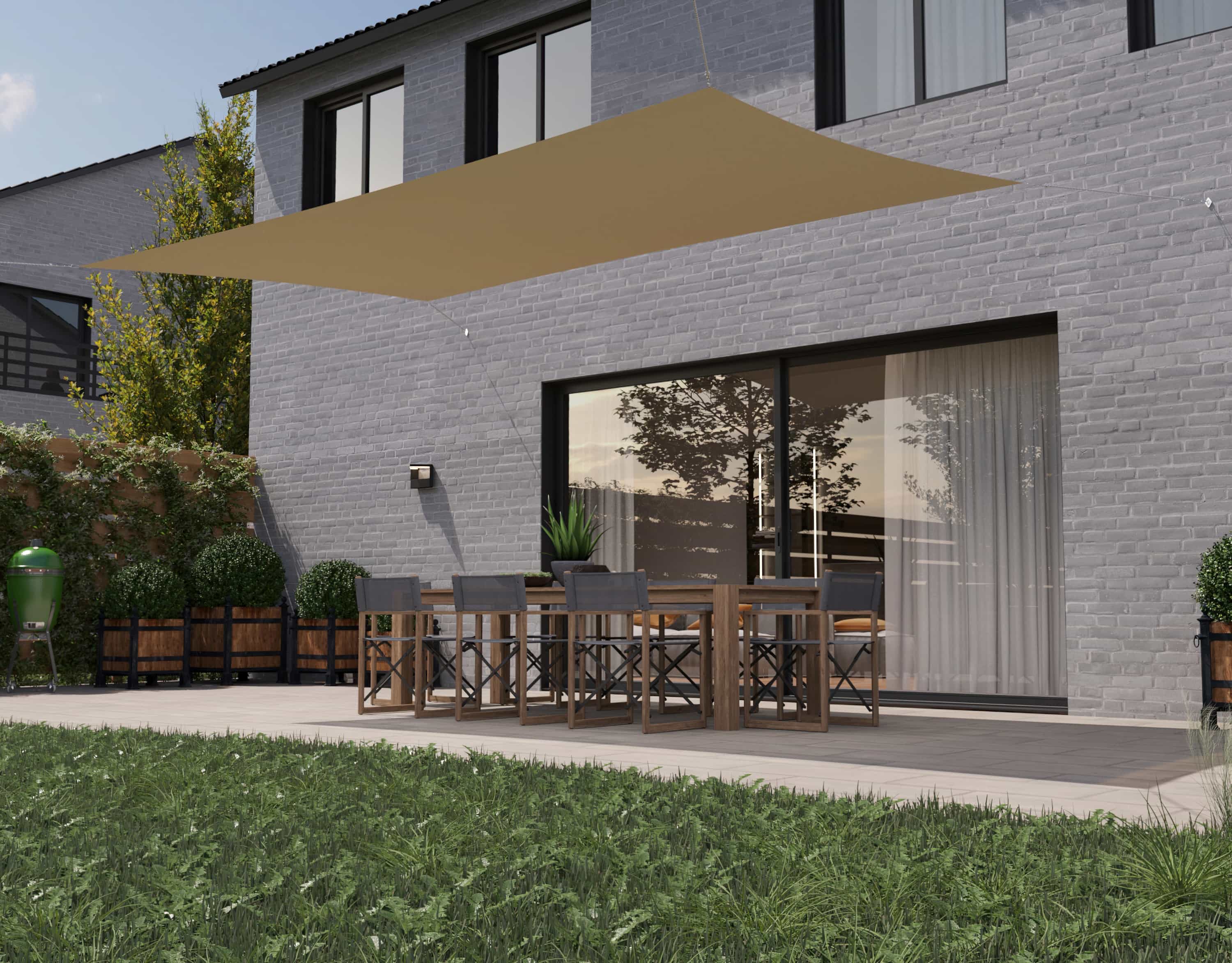 hanSe® Schaduwdoek Rechthoek Waterdoorlatend 2,5x3 m Zonnedoek Zand