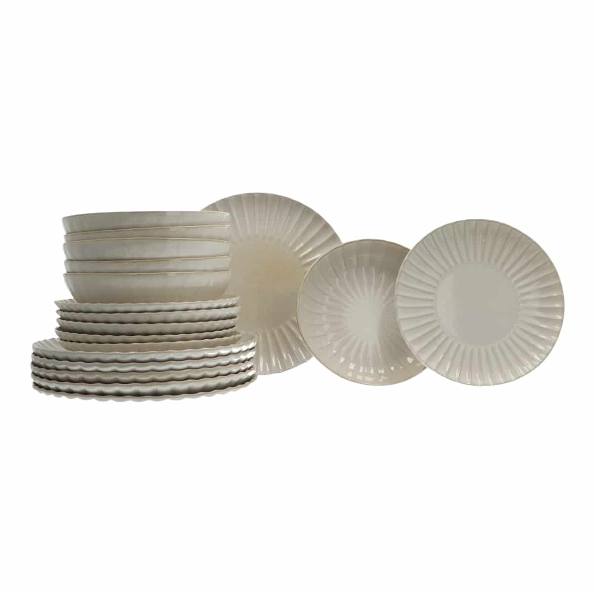 Servies 6 persoons 18-delig Vlora Stoneware Aardwerk - Creme