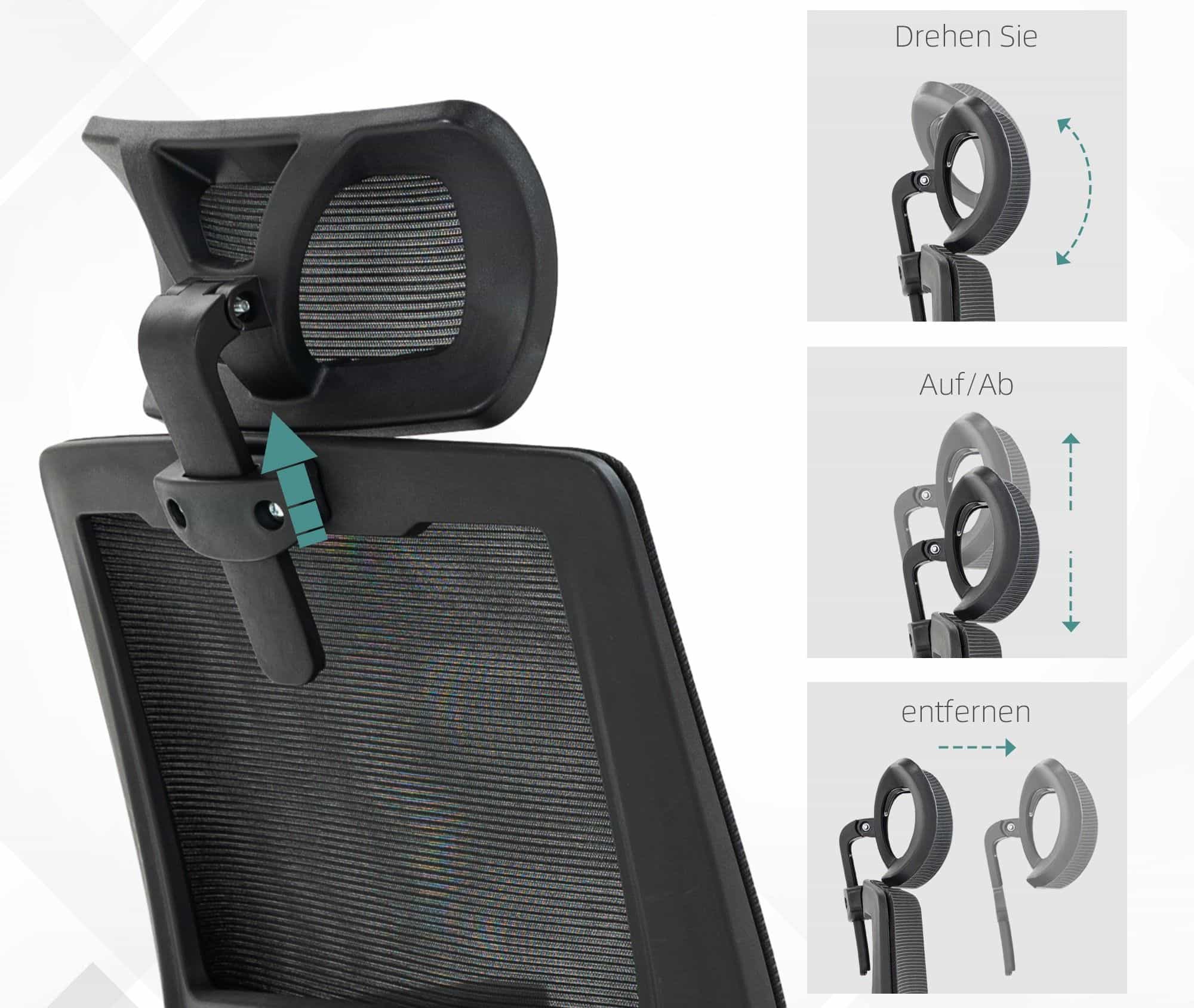 4goodz Bureaustoel in hoogte verstelbaar met 1 hoofdsteun - Zwart