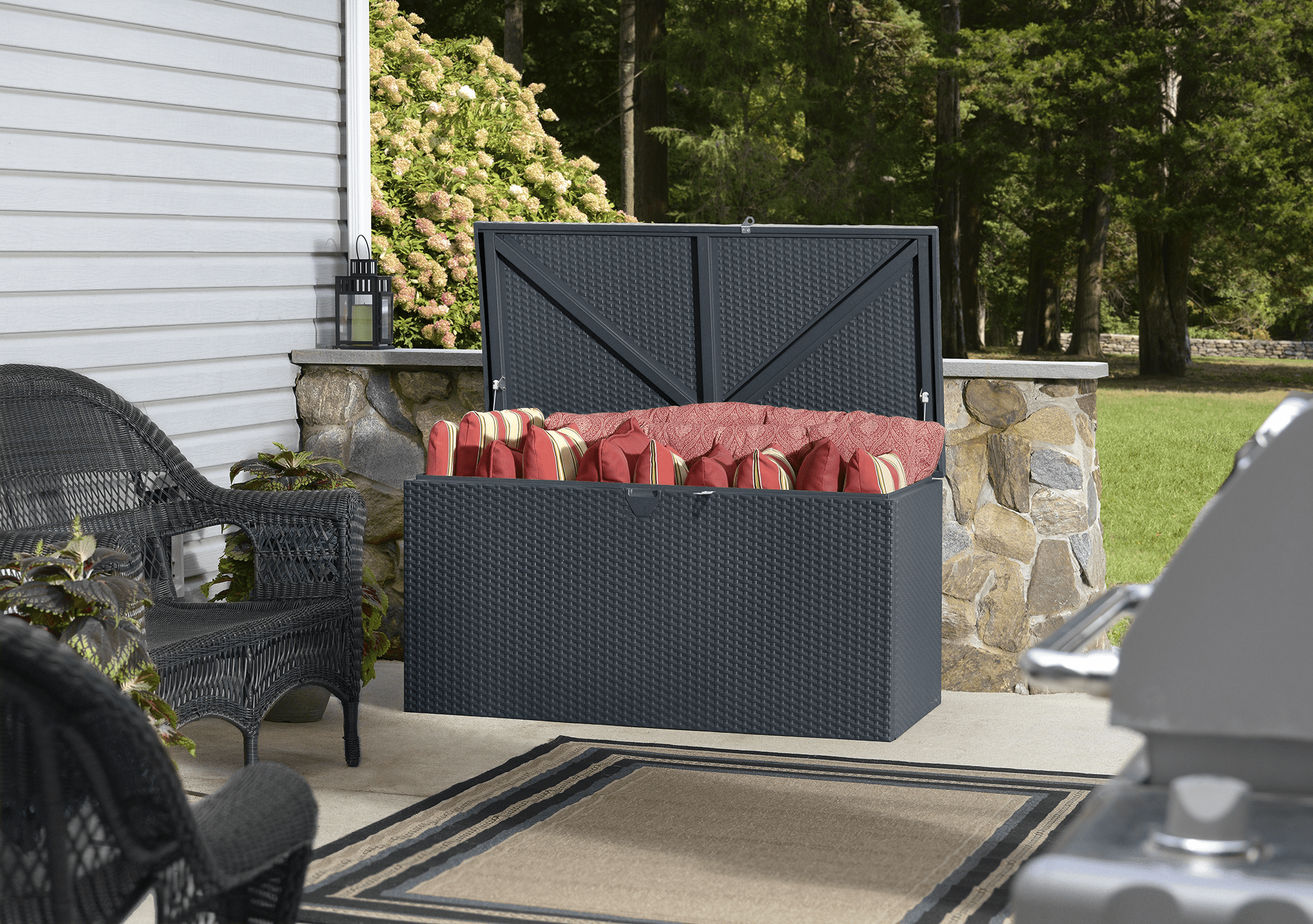 Lifetime® Kunststof Kussenbox staal 509 Ltr - 132x70x67cm - Antraciet