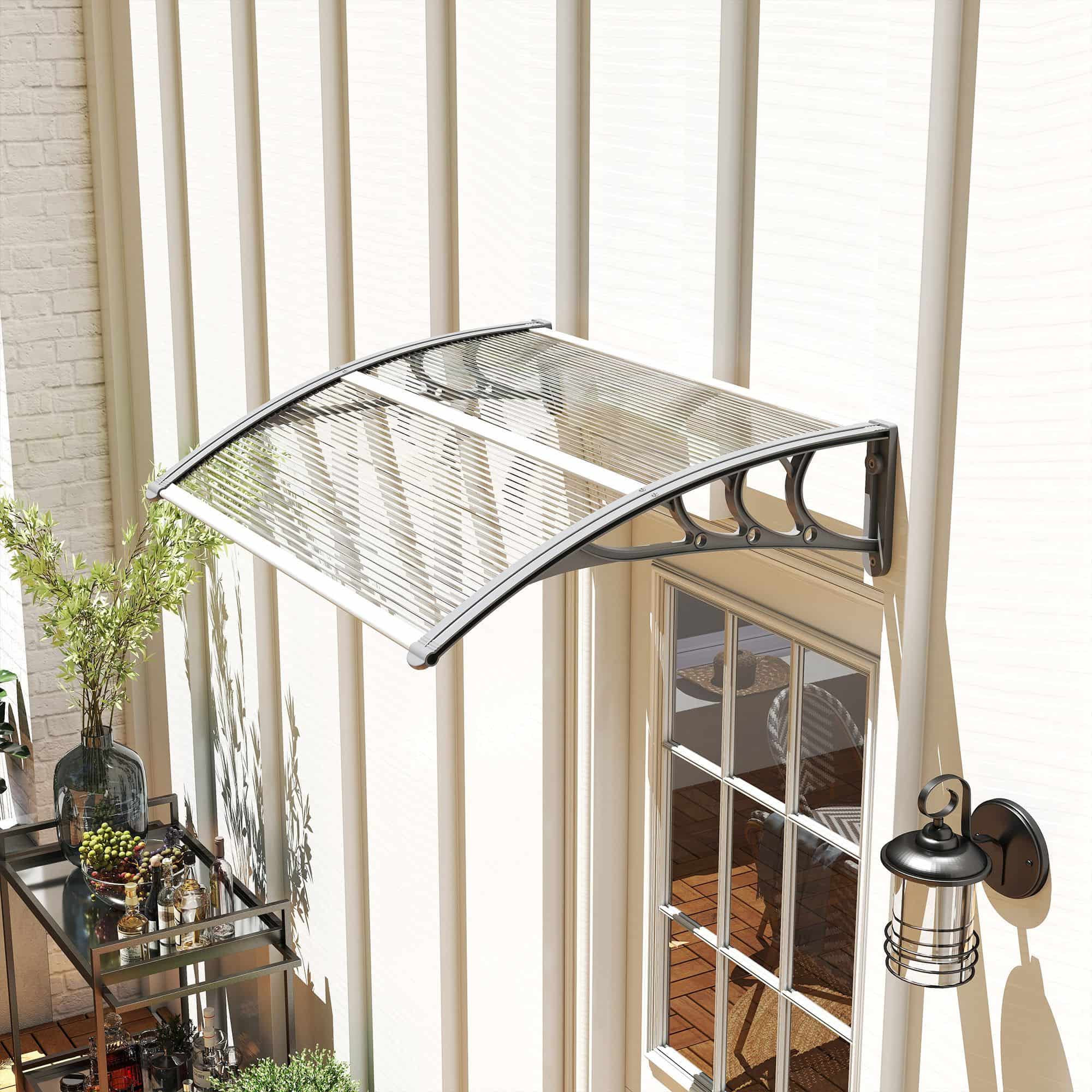 4goodz Deurluifel Terrasoverkapping Polycarbonaat, - 75x100cm - Zilver