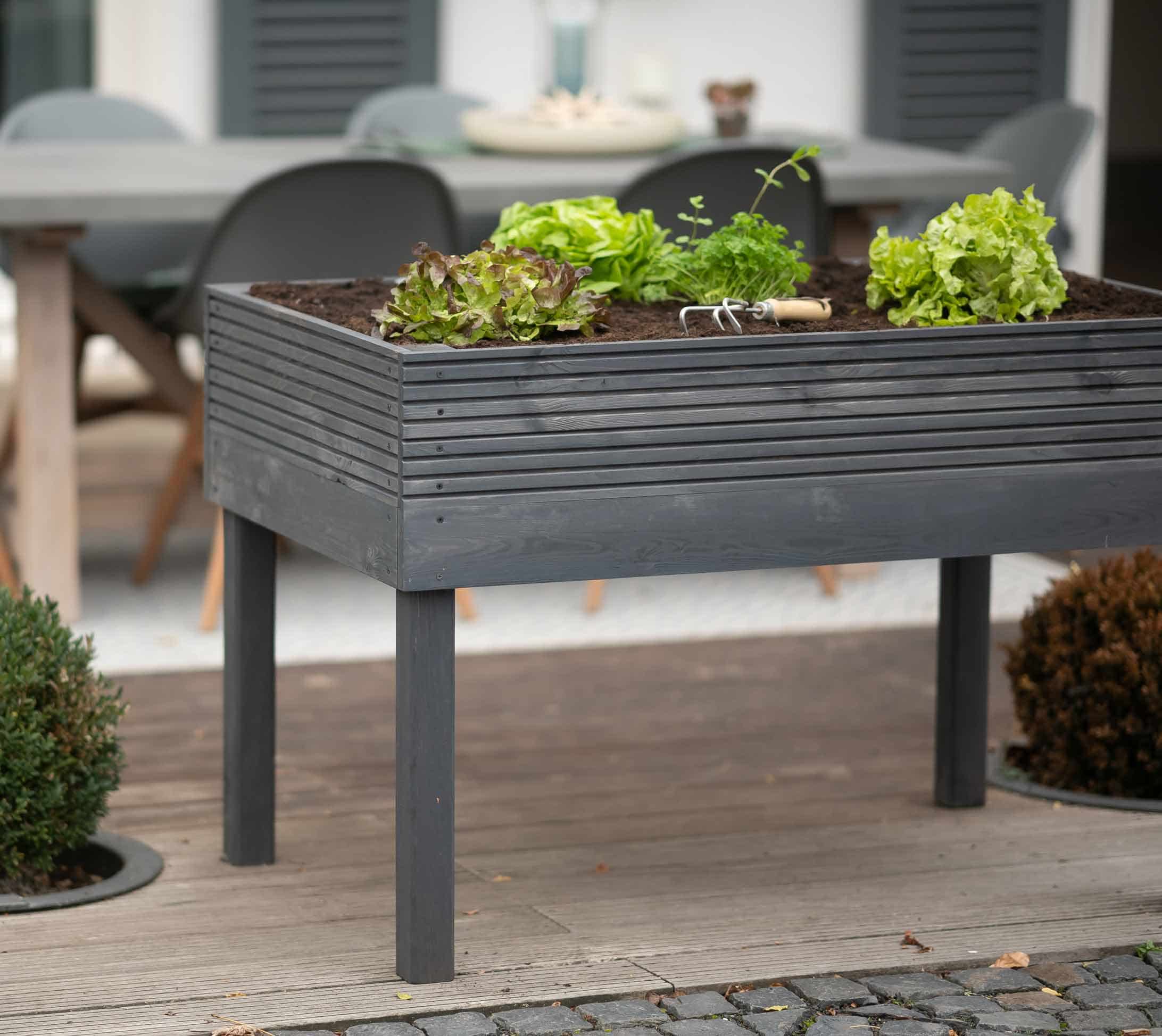 Westmann Frieda Houten Plantenbak op poten 75x119x79 cm - Donkergrijs