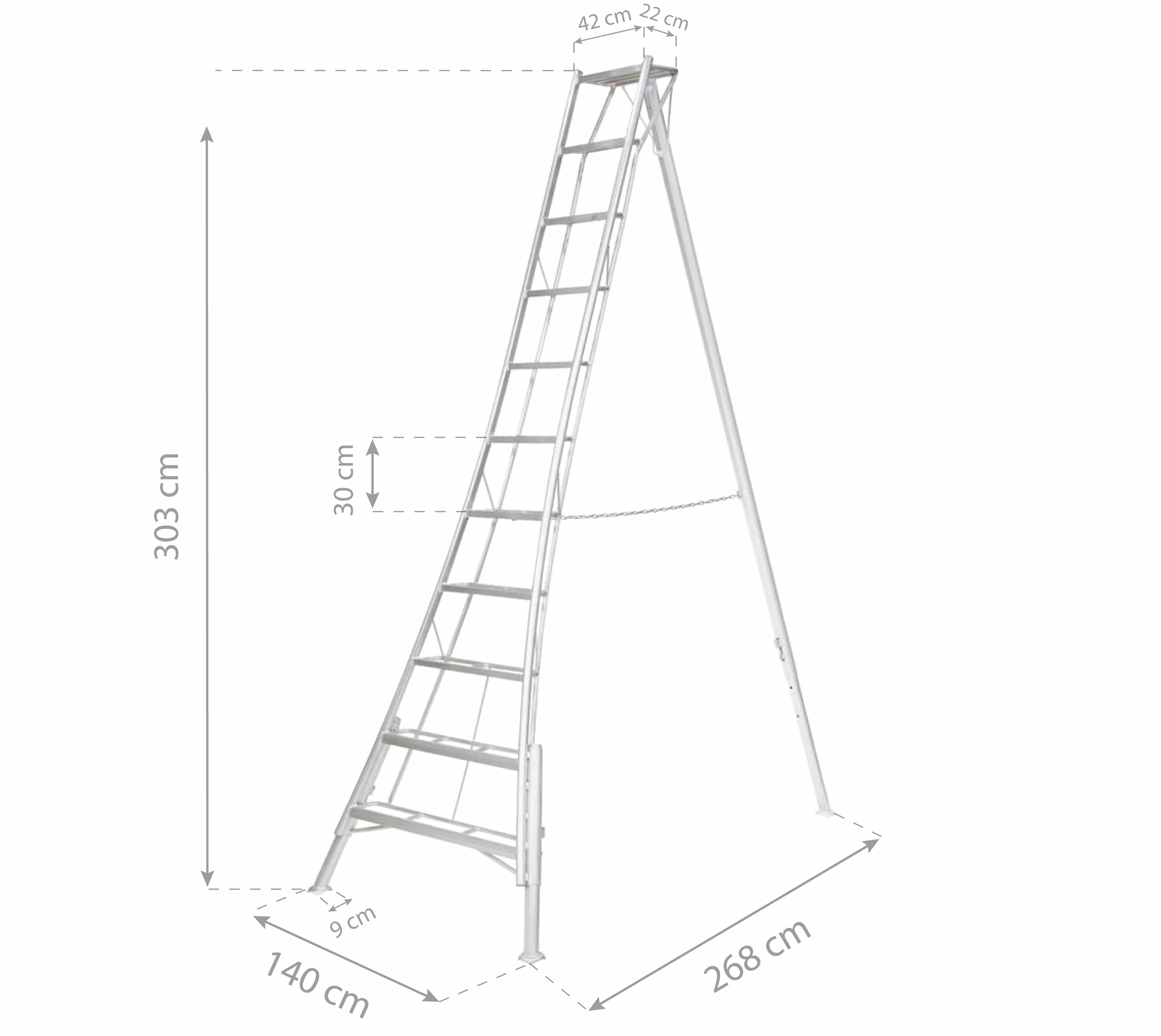 Niwaki Driepoot Tuinladder 330 cm Verstelbaar/ Snoeiladder Tripod Ladder
