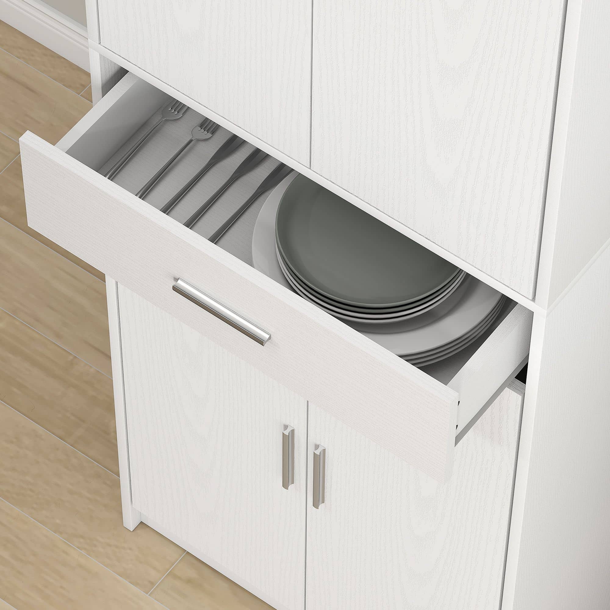 Grote Keukenkast met 1 lade en 4 kastdeuren - Wit