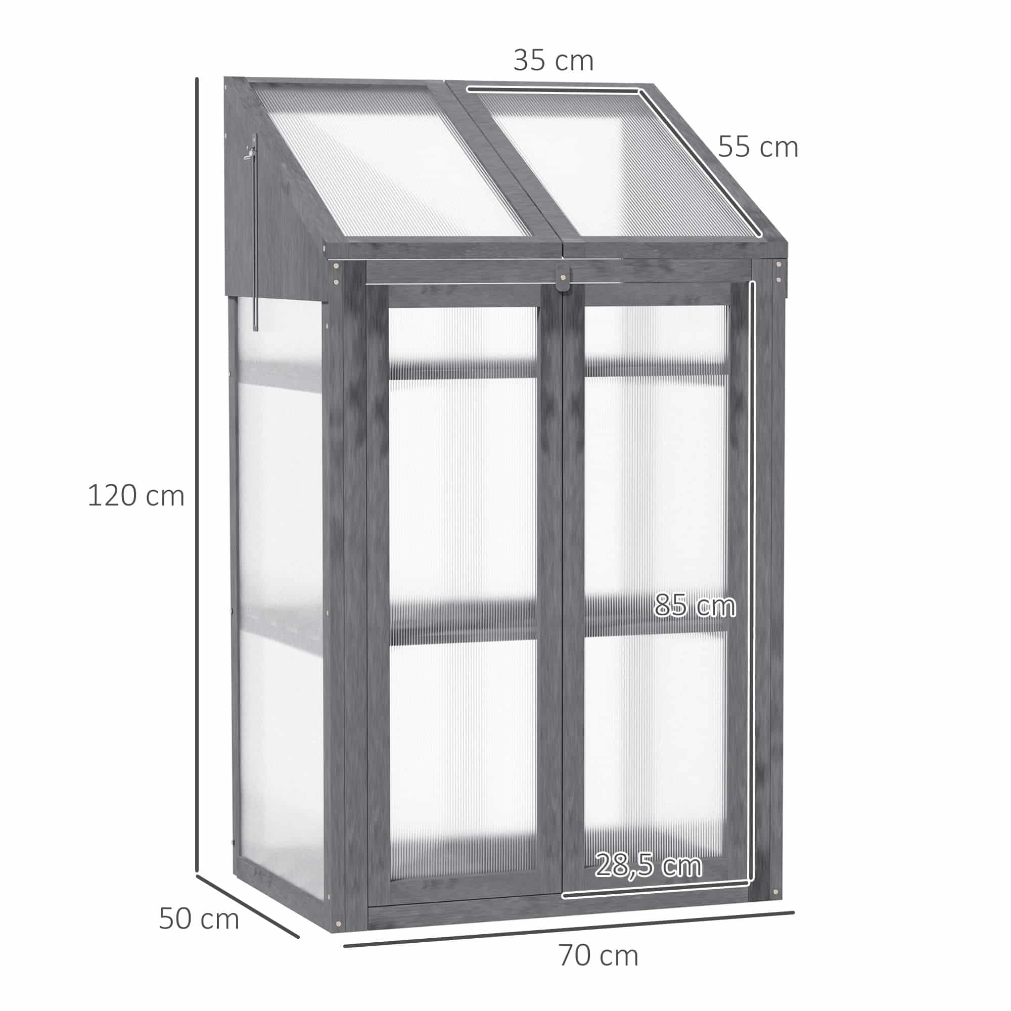 4goodz Mini Kas van Hout, 70 x 50 x 120 cm, Grijs