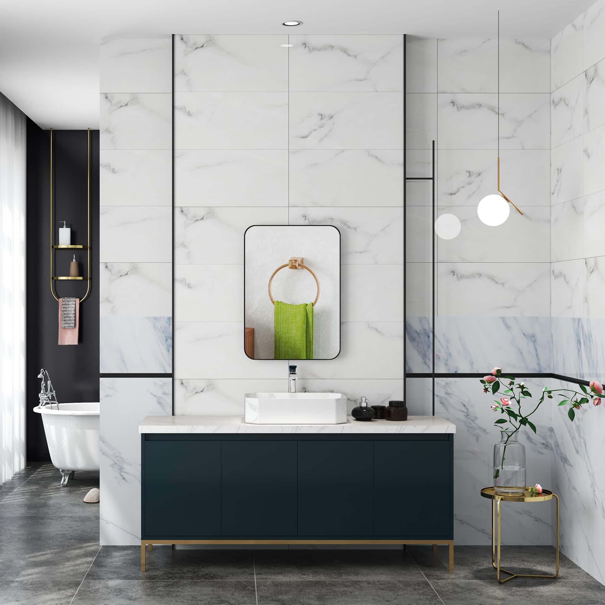 4goodz Spiegel 50x70 cm met metalen Lijst - Zwart 4goodz Spiegel 50x70 cm met metalen Lijst - Zwart