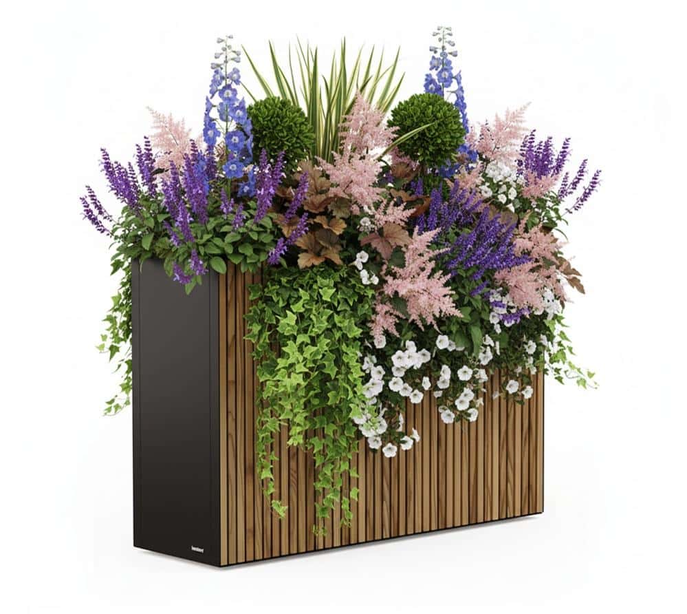 Herstera Garden Plantenbak Cube XL - 120x40x80 cm - Antraciet/Houtlook