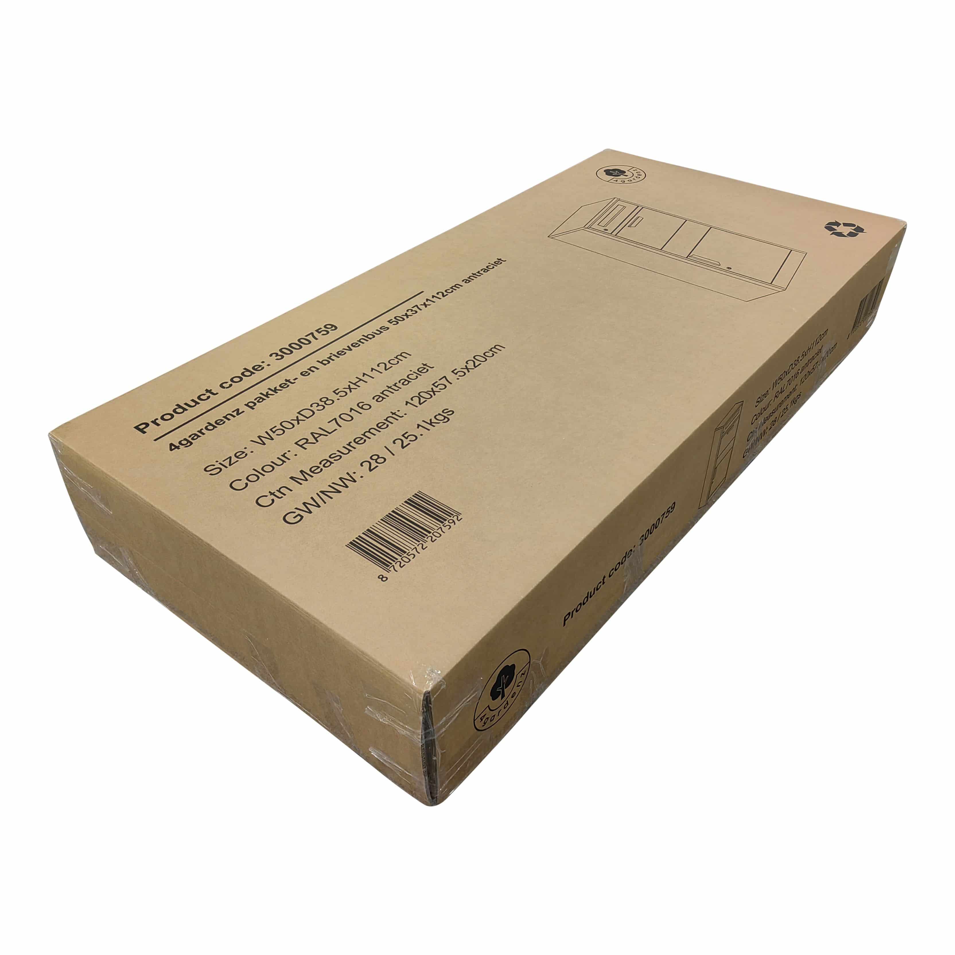 4gardenz Pakketbrievenbus met apart Postvak - Anti-diefstal - Staande Pakketbox - Zwart