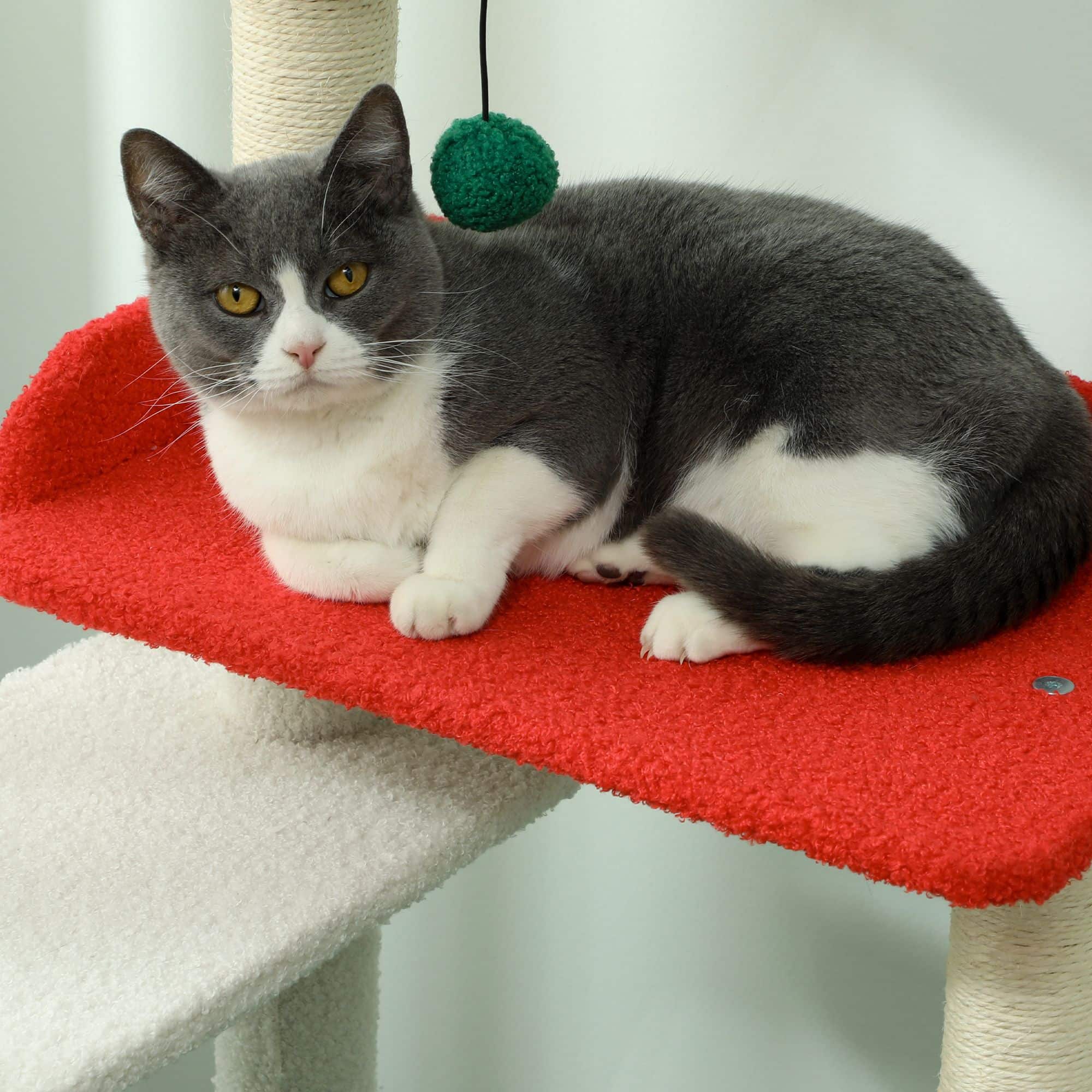 4goodz Katten Krabpaal in Kerst sfeer met kattenhuis springplatforms 4goodz Katten Krabpaal in Kerst sfeer met kattenhuis springplatforms