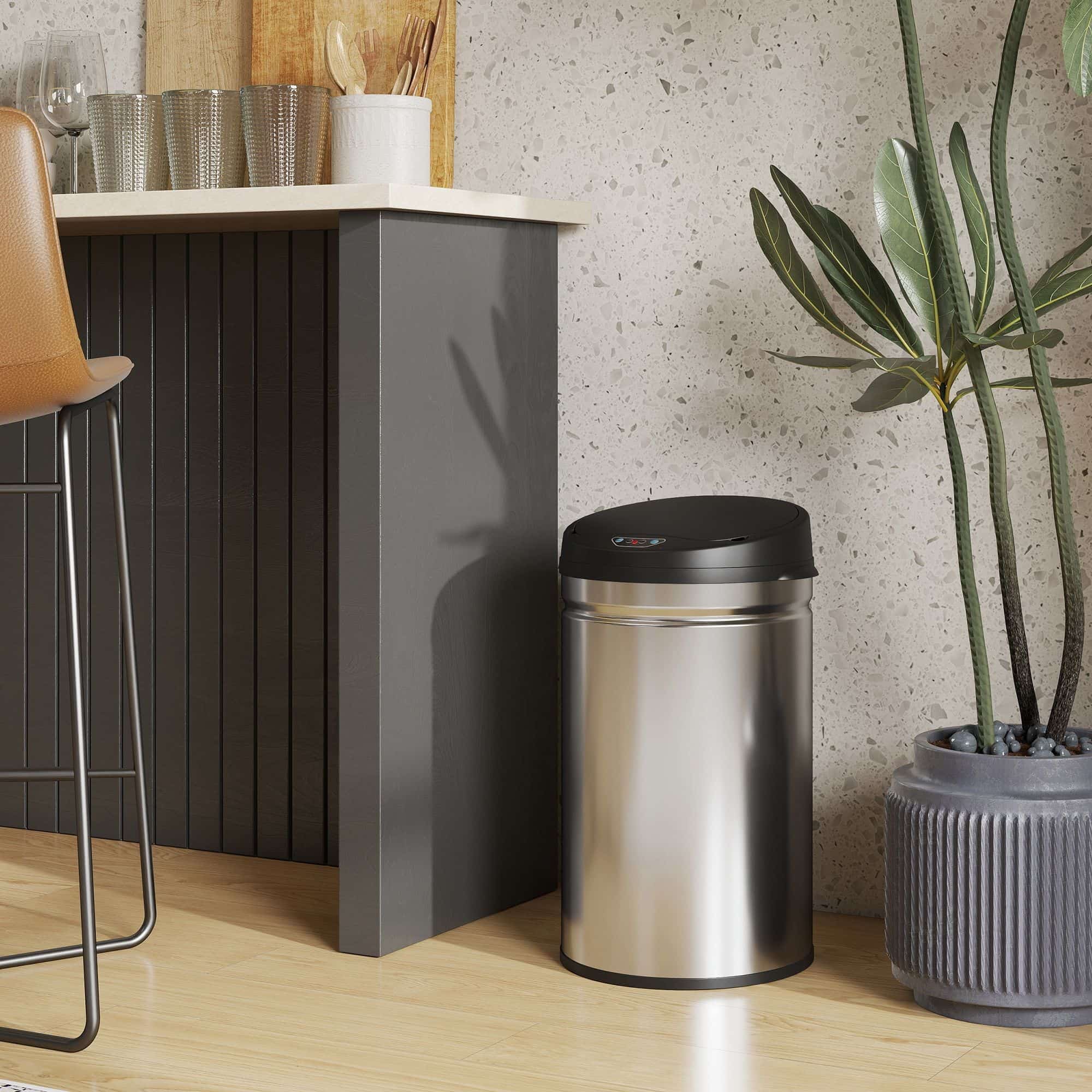 4goodz Sensorprullenbak Rond 30 liter 32x31x51cm - Zilver 4goodz Sensorprullenbak Rond 30 liter 32x31x51cm - Zilver