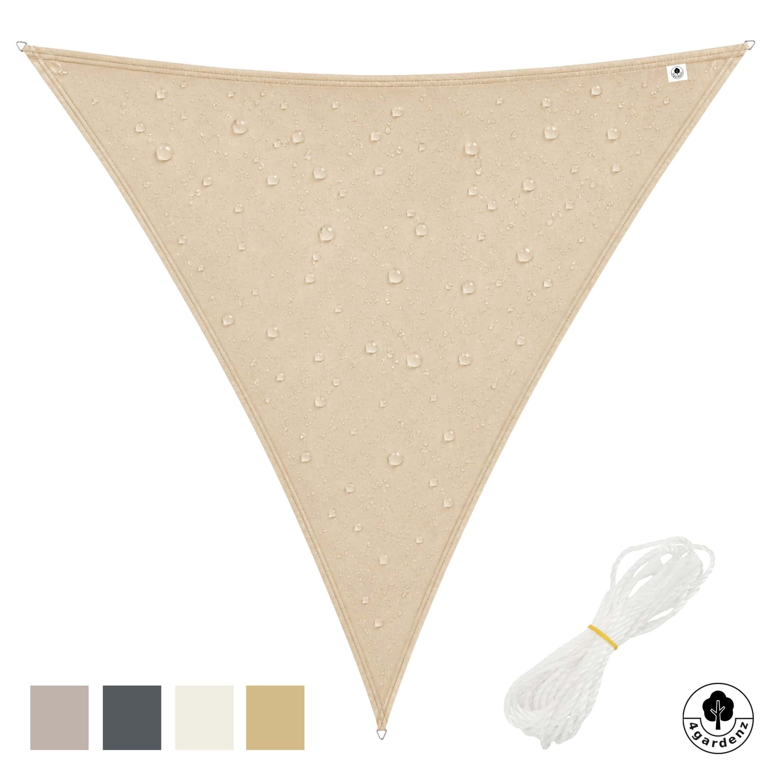 4gardenz Schaduwdoek Waterafstotend Driehoek 3x3x3 mtr - Zand