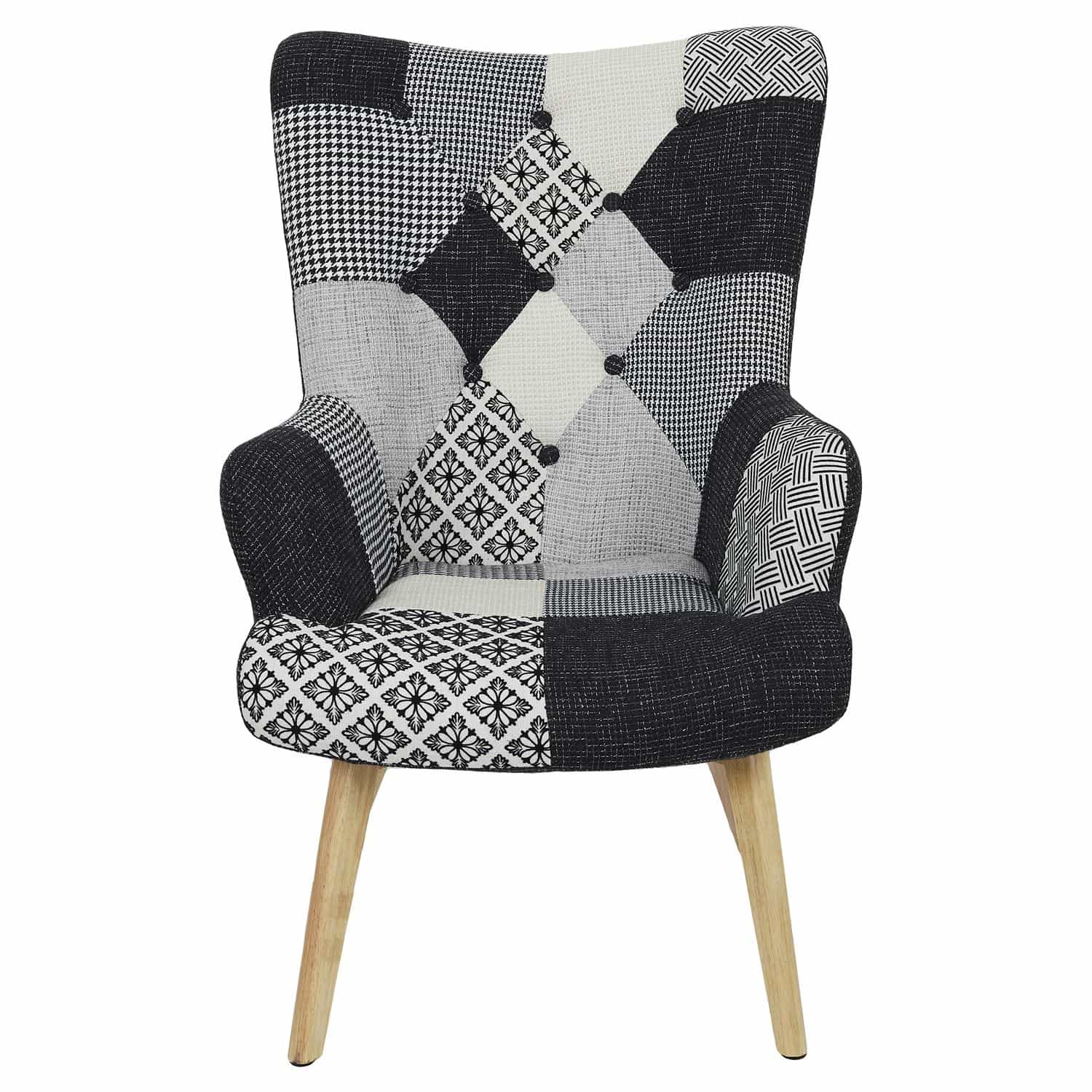 Patchwork Fauteuil met Armleuning Helsinki - Comfortabel - Zwart