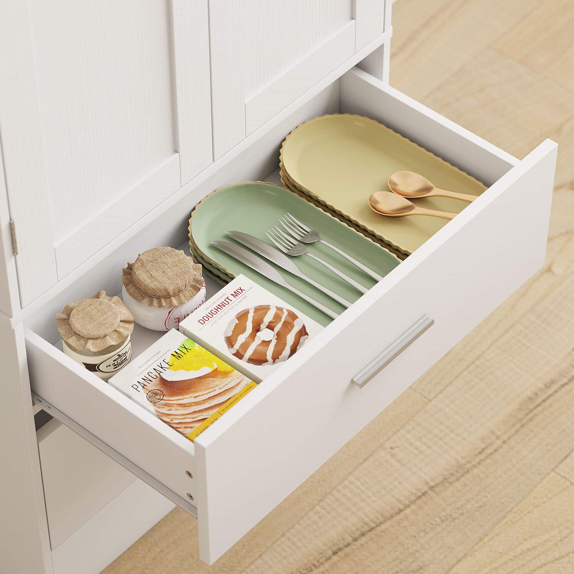 4goodz keukenkast 159 cm - verstelbare planken - 2 lades - wit