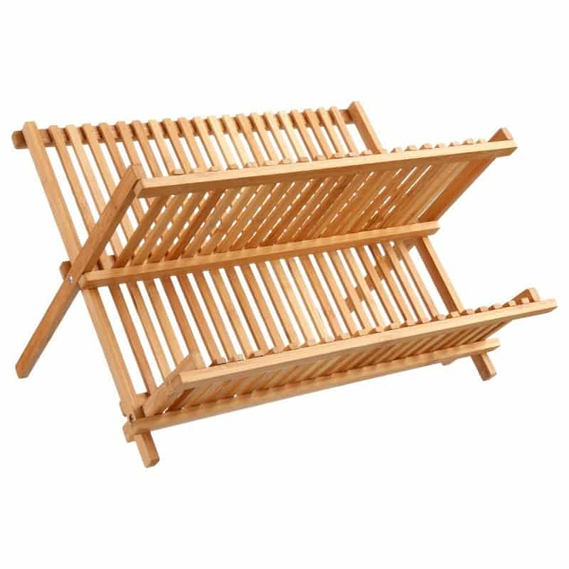 4goodz Opvouwbaar Bamboe Afdruiprek voor afwas 25,5x33,5x42 cm - Bruin