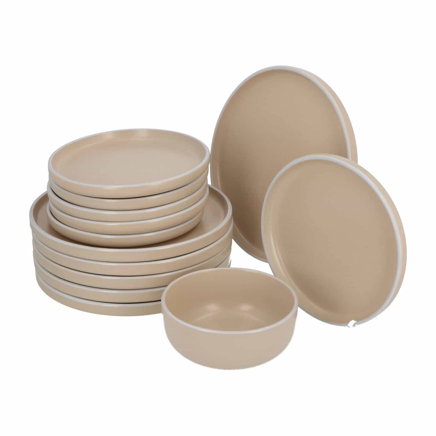 6 persoons Servies 18 delig Nordic style Keramiek - beige/wit