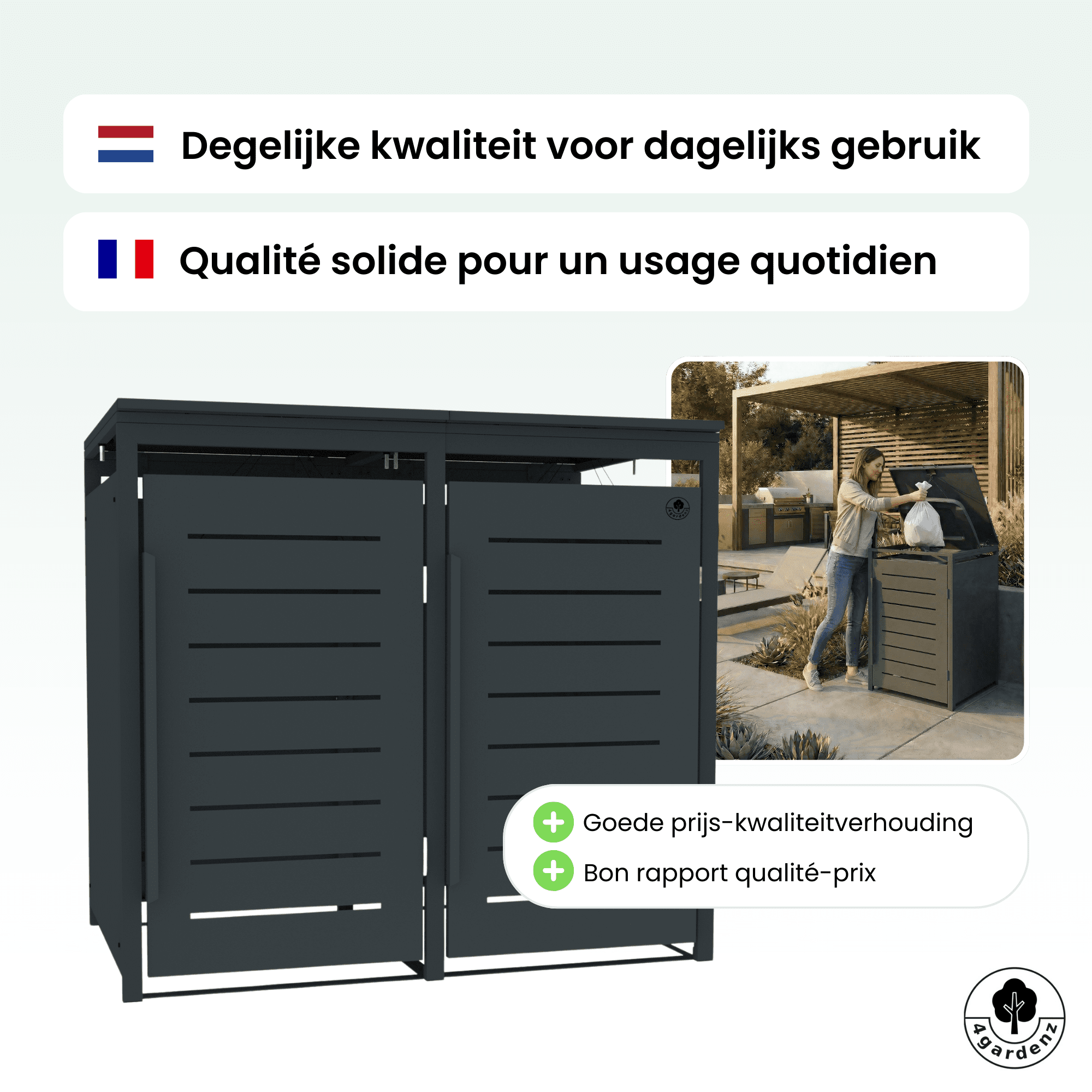 4gardenz® Slimline Kliko Containerombouw 1 Afvalbak - Antraciet