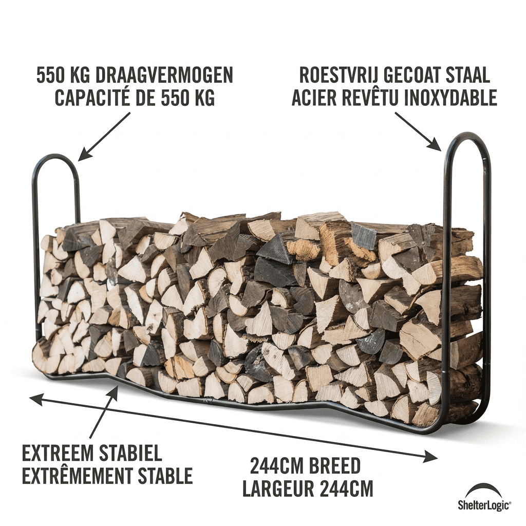 ShelterLogic® SL90451 Houtopslag buiten - Brandhoutrek 25x244x99 cm