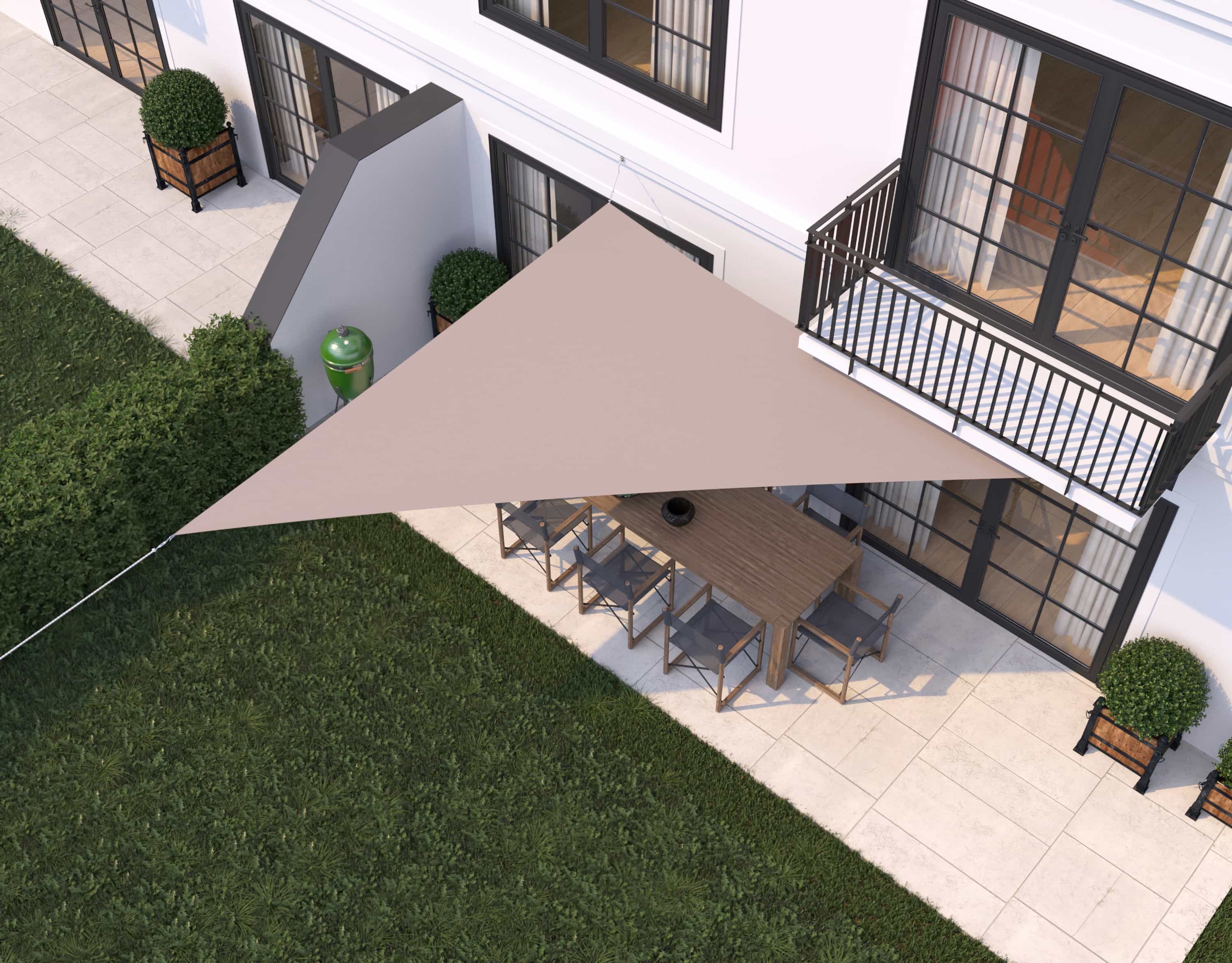 hanSe® Schaduwdoek Driehoek 90° Waterdoorlatend 3x4x5 m Taupe