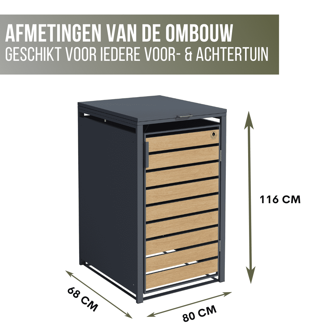 4gardenz® Containerombouw 1 Afvalbak - Kliko Ombouw - Antraciet/Bruin