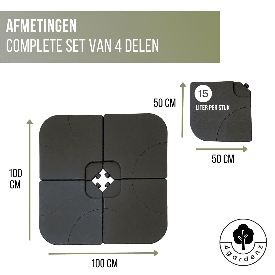 4gardenz® Verzwaringsset Parasolvoet voor Zweefparasols - Vulbaar tot 80 KG