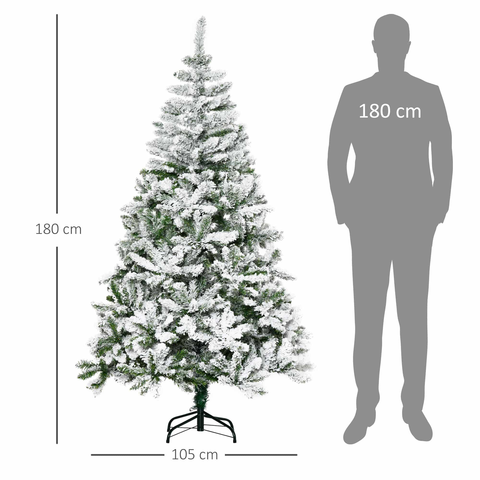 4goodz Kunstkerstboom met Sneeuweffect Scharnierconstructie Ø105 x 180H cm - Groen/Wit