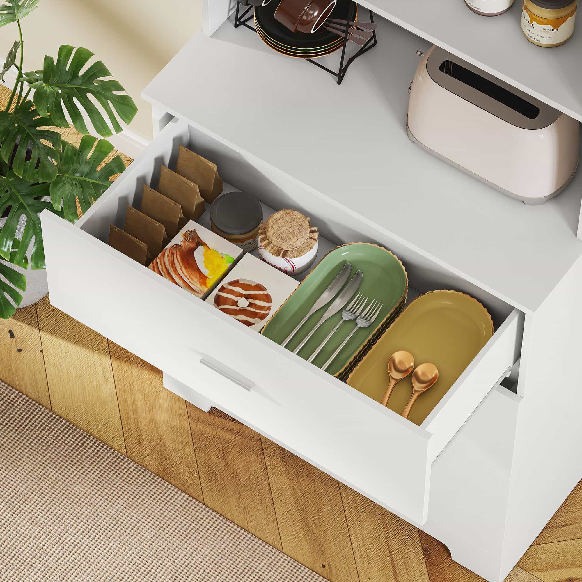 4goodz Boekenkast Hoge kast Vitrinekast met 3 lades - 3 open vakken - 79x39,5x180 cm - Wit