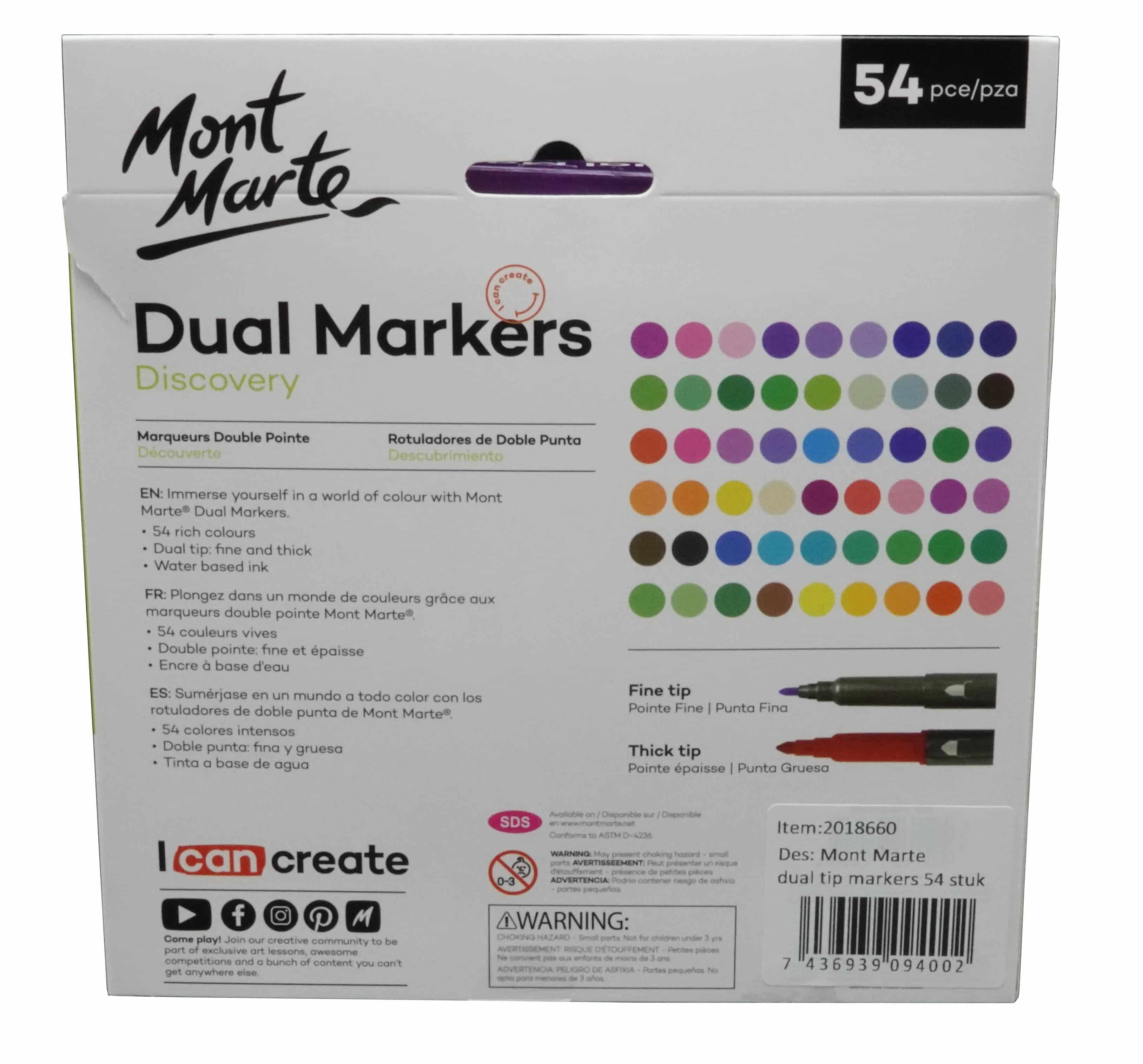 Mont Marte® set fijn-dik Duo Markers 54 stuks