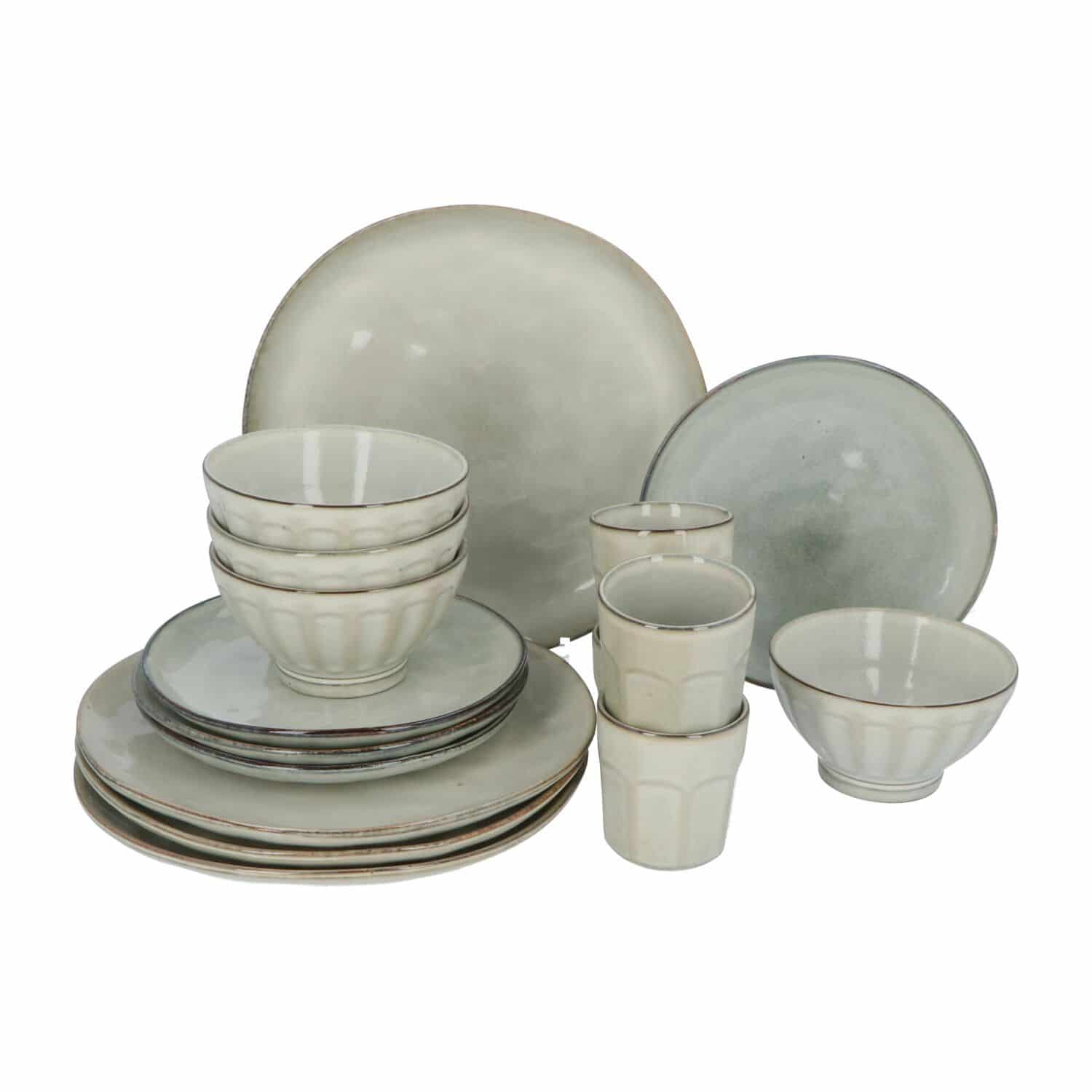Servies 16 delig 4-persoons - Reactive Glaze Grijs
