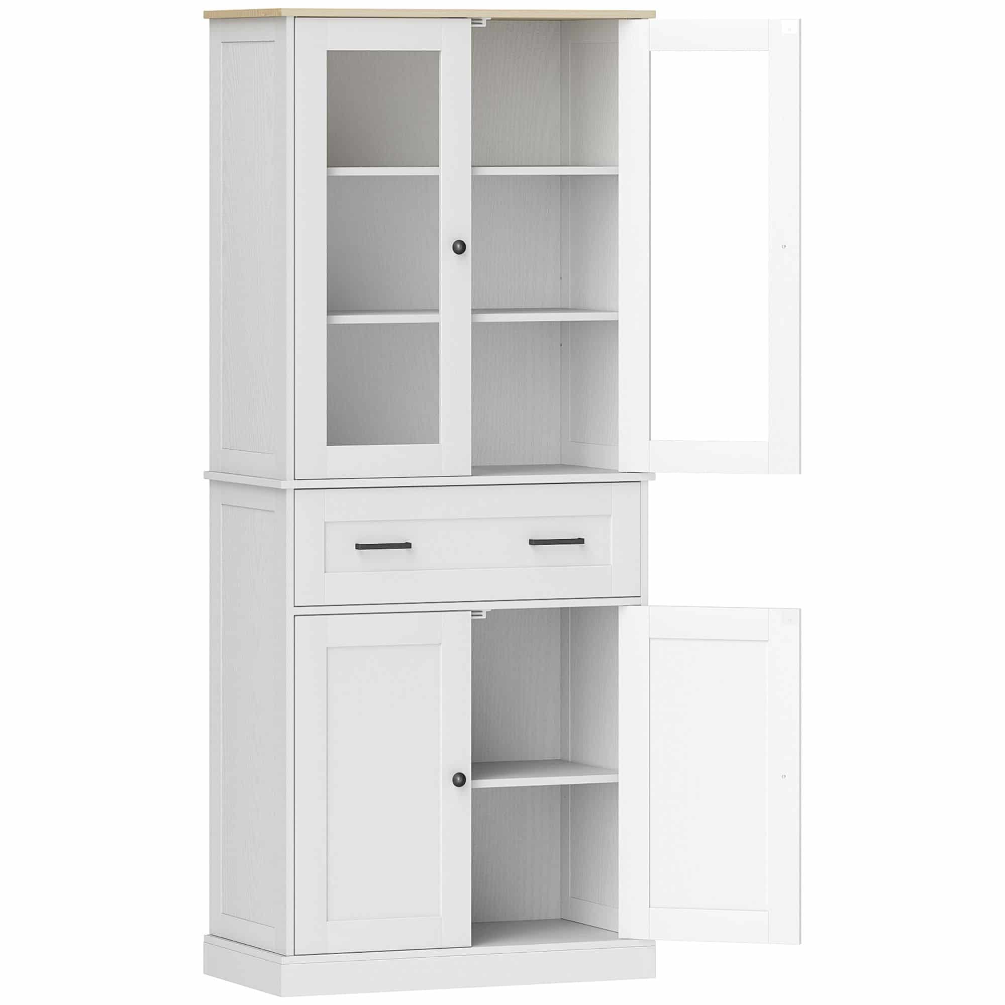 Homcom Keukenkast Buffetkast met Lades 40x76x182 cm - Crèmewit