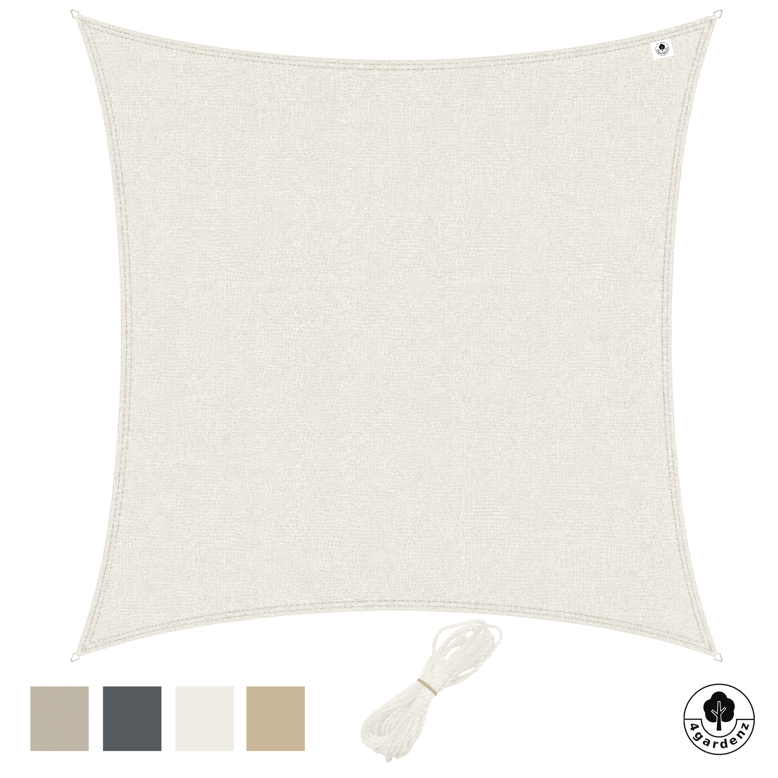 4gardenz Schaduwdoek Waterdoorlatend Vierkant 5x5 mtr - Crème 4gardenz Schaduwdoek Waterdoorlatend Vierkant 5x5 mtr - Crème