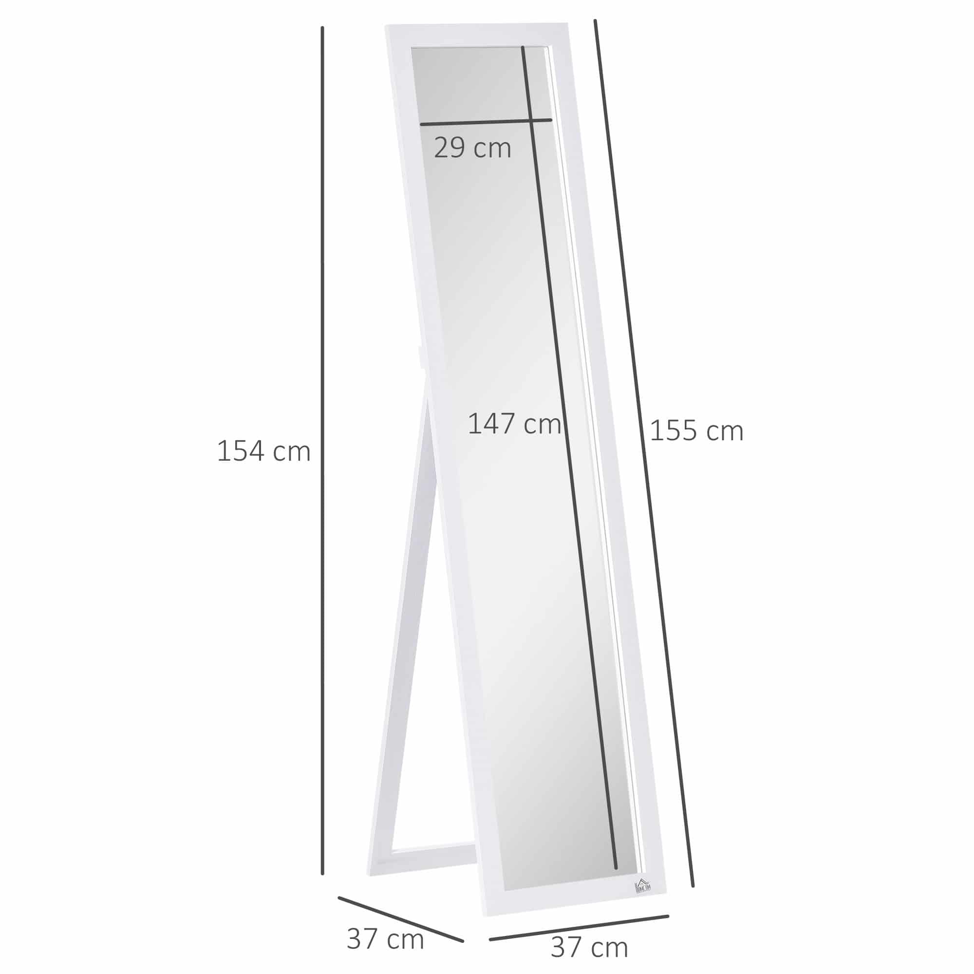 4goodz Passpiegel 154 cm - Vrijstaand of met Wandmontag te gebruiken