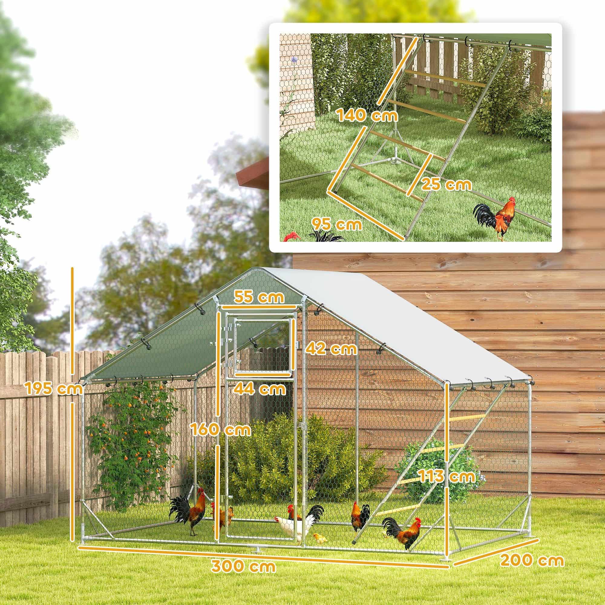 4goodz Kippenren met UV-bestendig zeil en stalen gaas voor 6-8 kippen 4goodz Kippenren met UV-bestendig zeil en stalen gaas voor 6-8 kippen